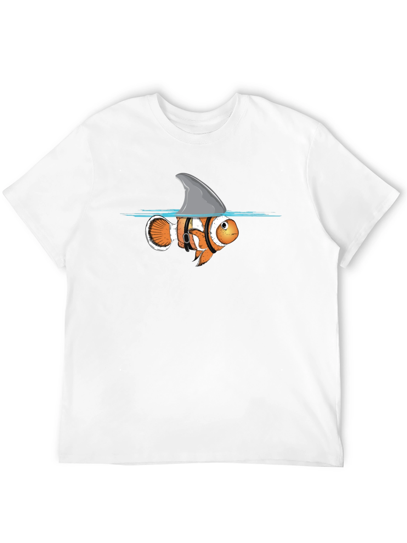 Funny Clownfish Shark Fin Graphic T-Shirt