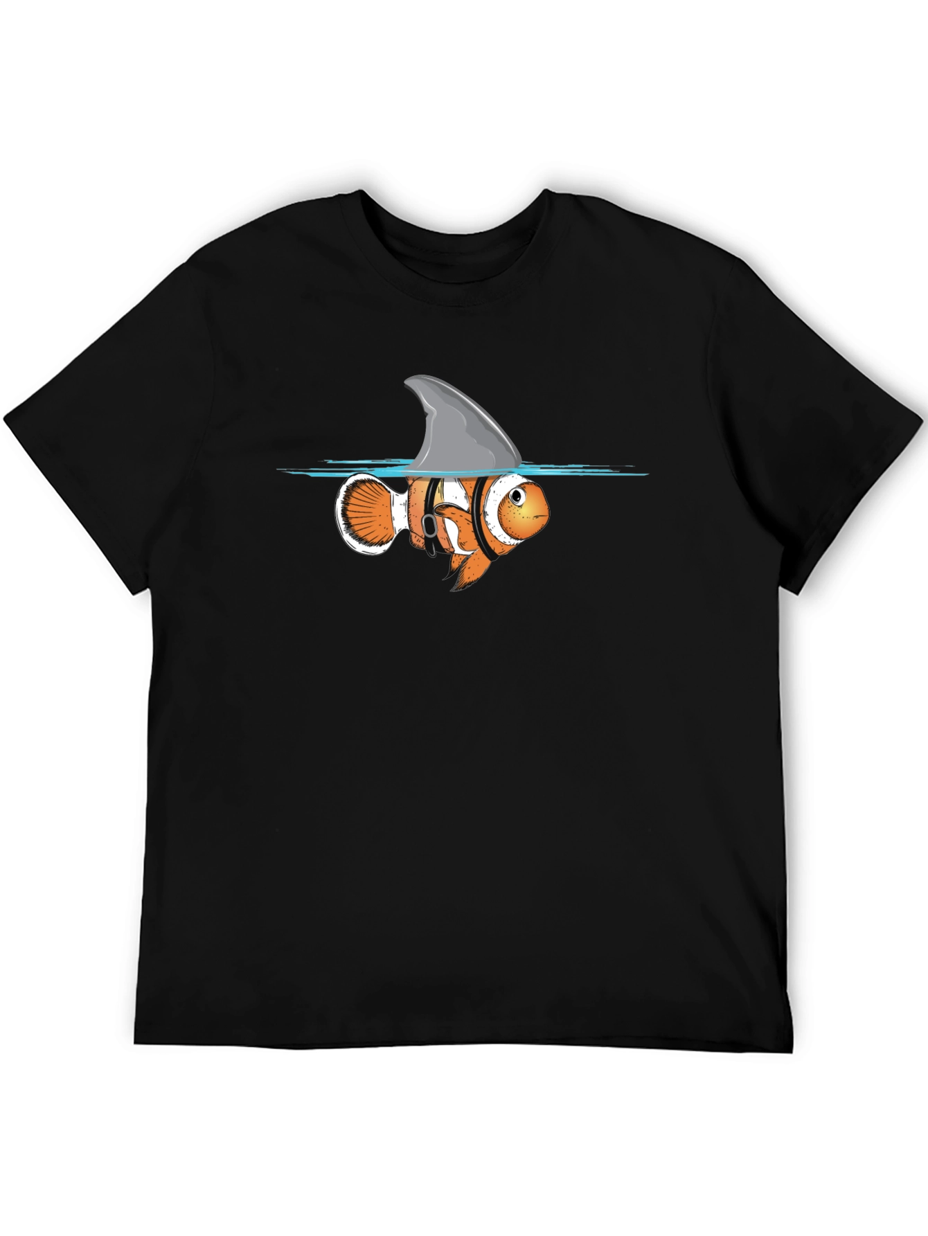 Funny Clownfish Shark Fin Graphic T-Shirt