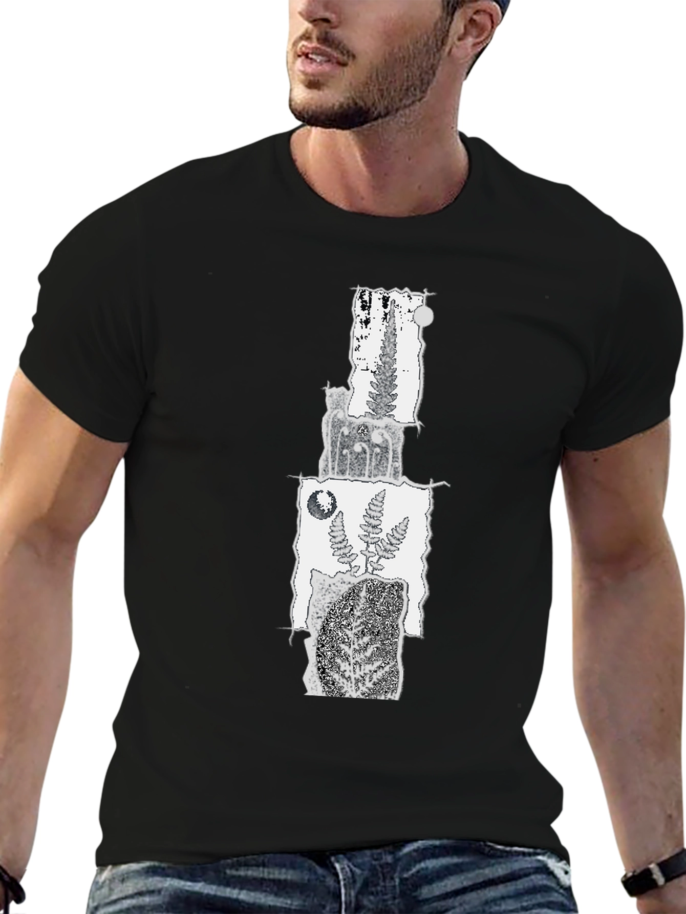 Nature Fern Graphic Black T-Shirt