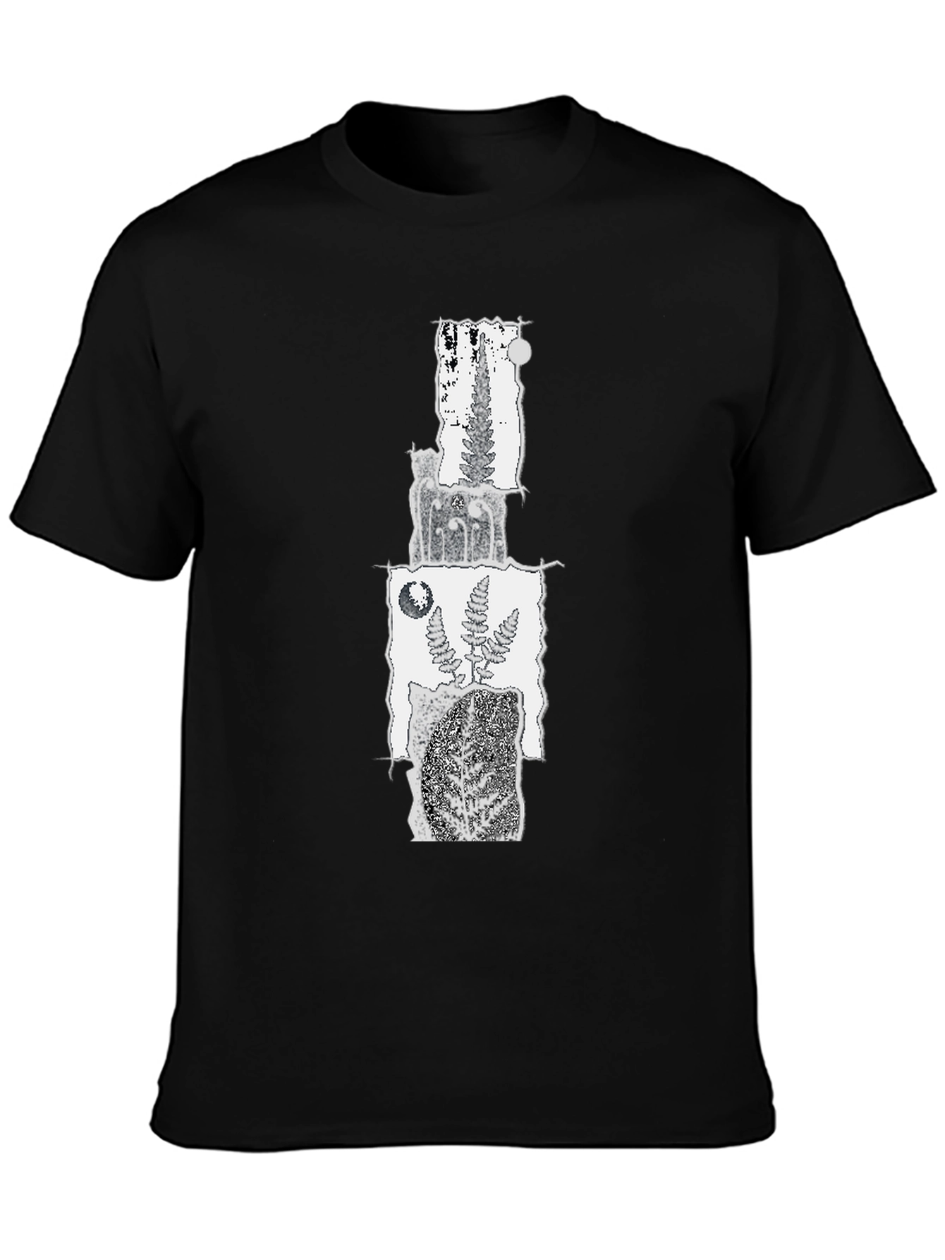 Nature Fern Graphic Black T-Shirt