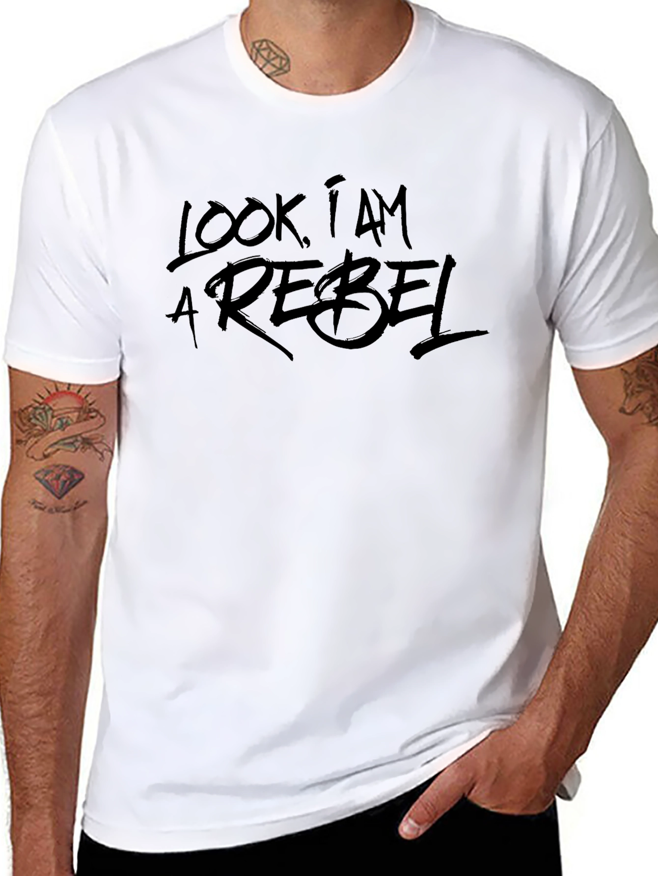 Look I Am A Rebel Black Graphic Tee