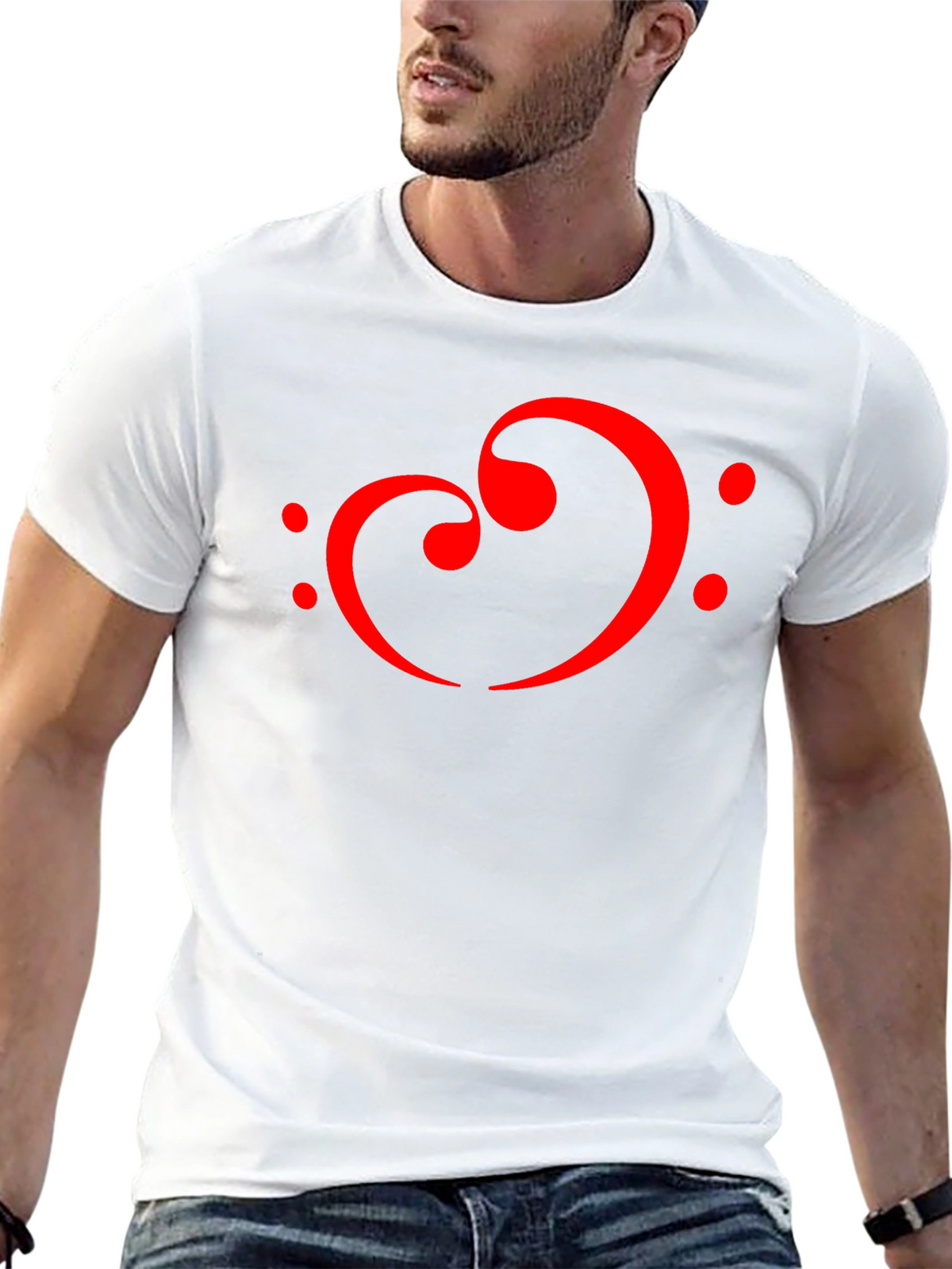 Musical Heart T-Shirt - Bass Clef Love Design