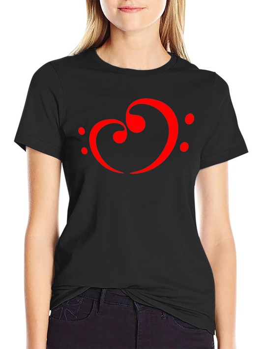 Musical Heart T-Shirt - Bass Clef Love Design