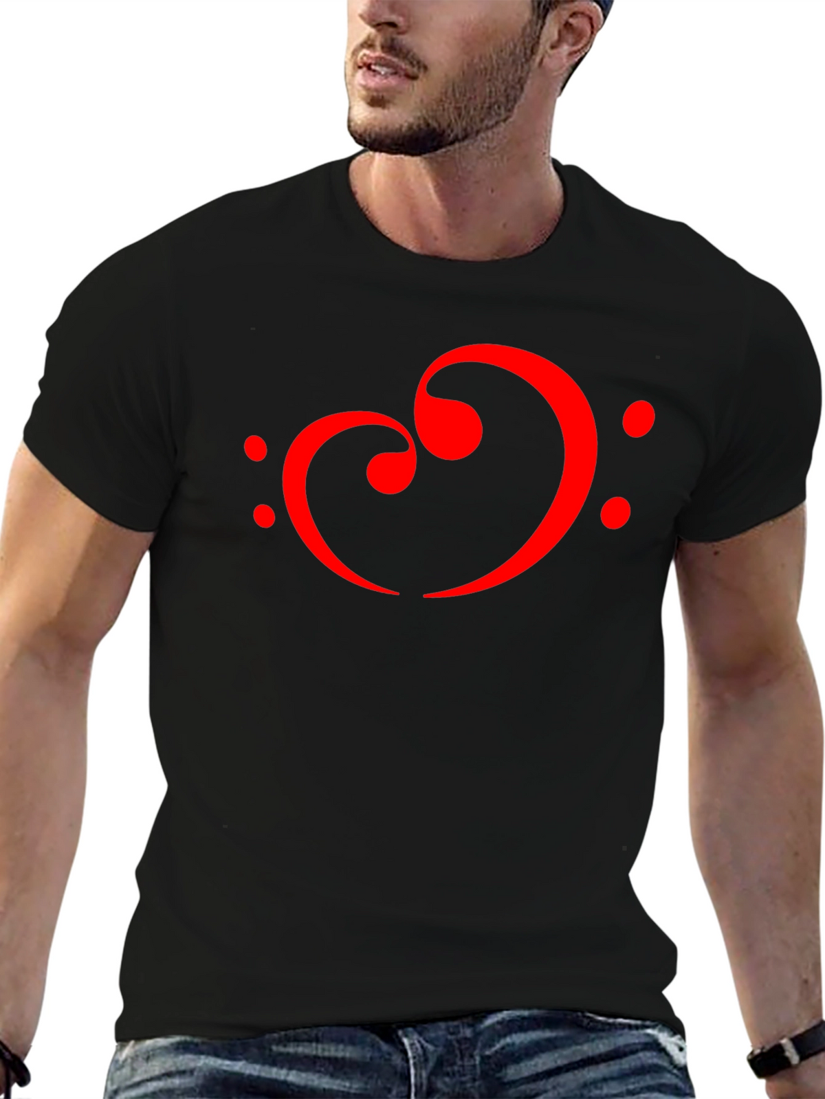 Musical Heart T-Shirt - Bass Clef Love Design