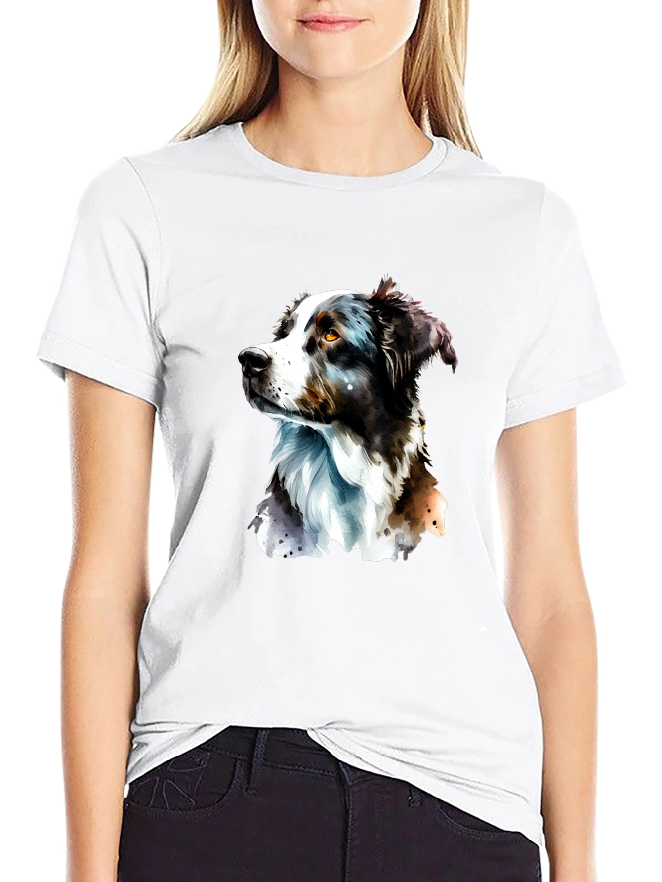 Dog Portrait Graphic T-Shirt - Black