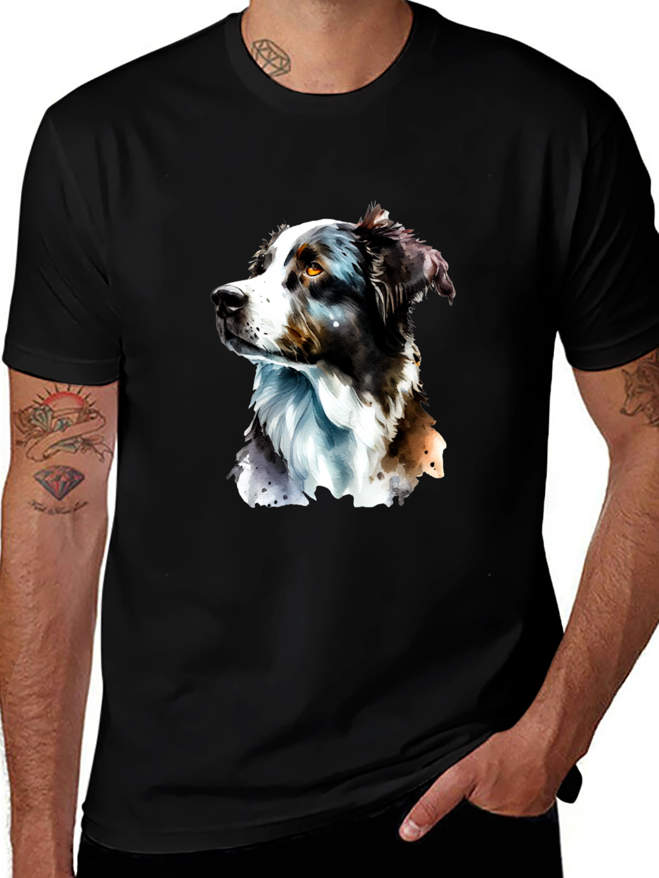 Dog Portrait Graphic T-Shirt - Black