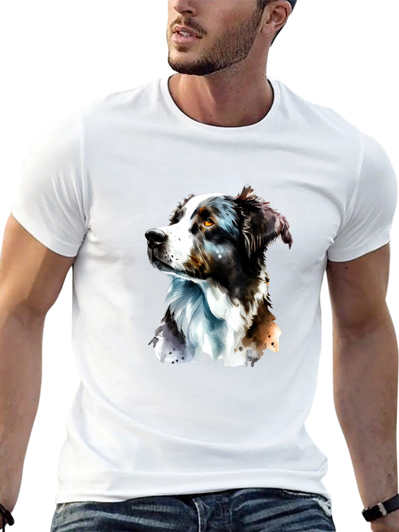 Dog Portrait Graphic T-Shirt - Black