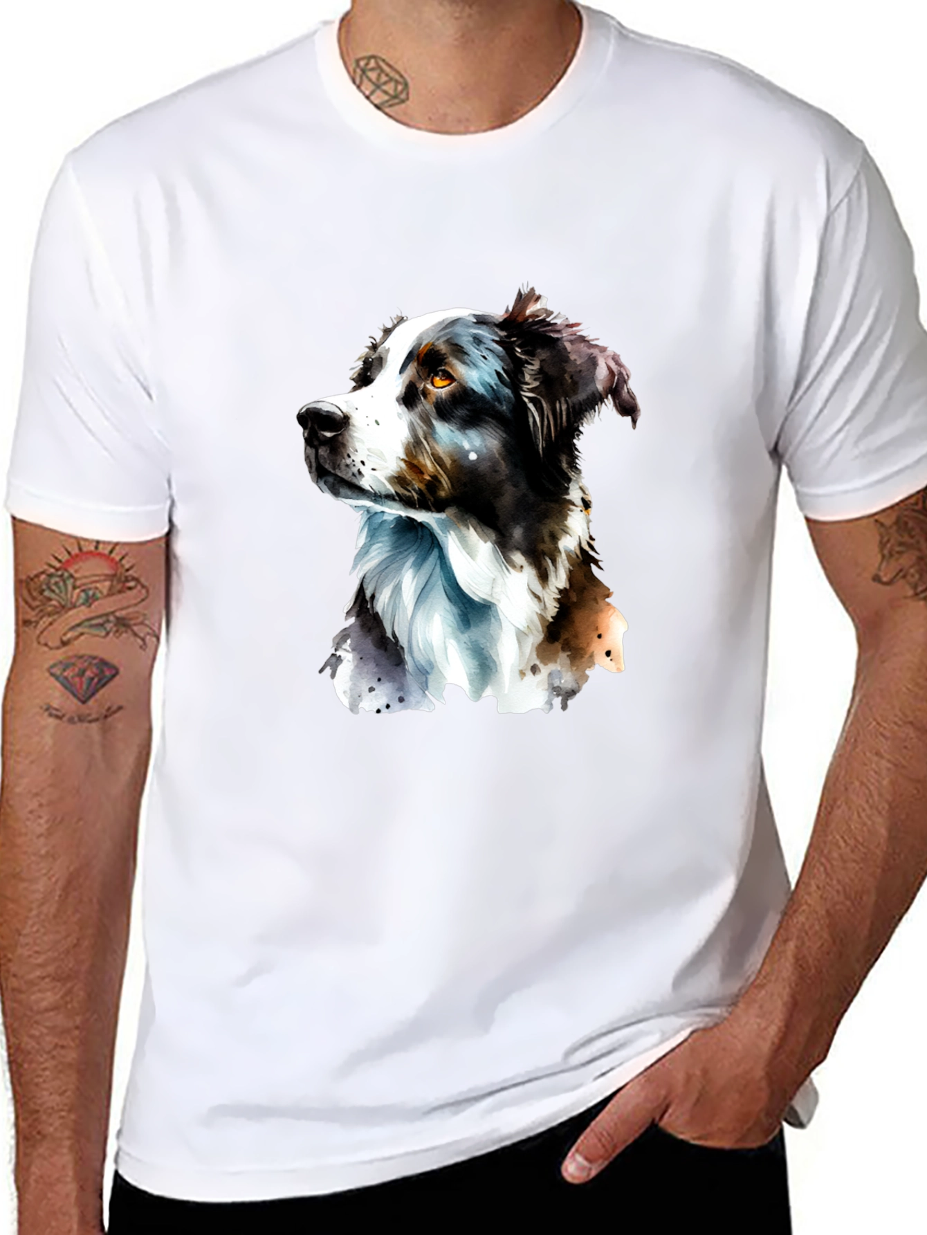 Dog Portrait Graphic T-Shirt - Black