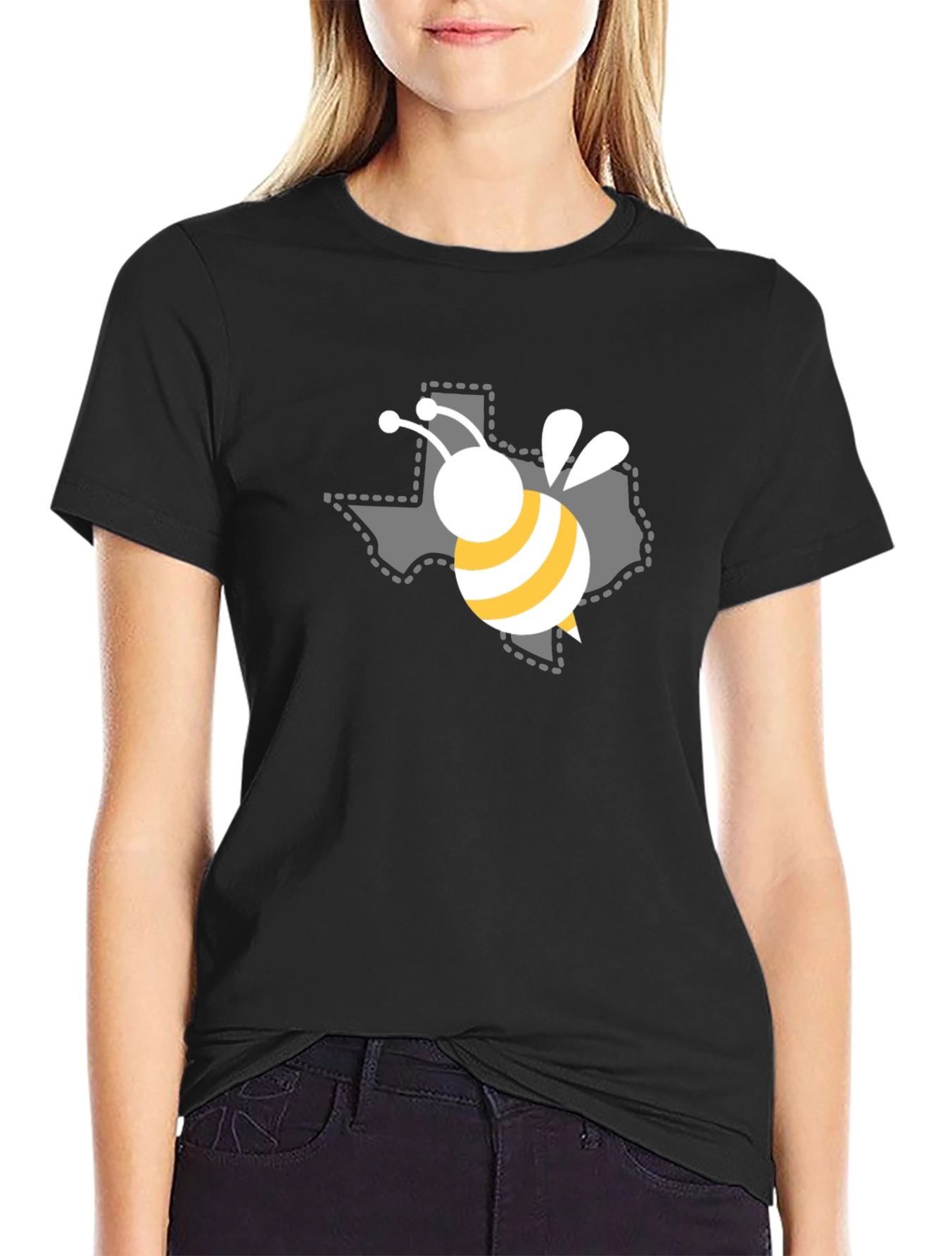 Texas Bee Graphic Black T-Shirt