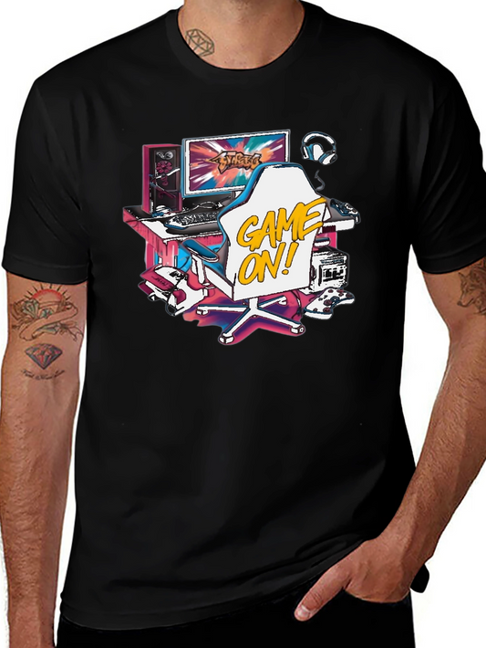 Game On! Graphic Tee - Black Cotton T-Shirt