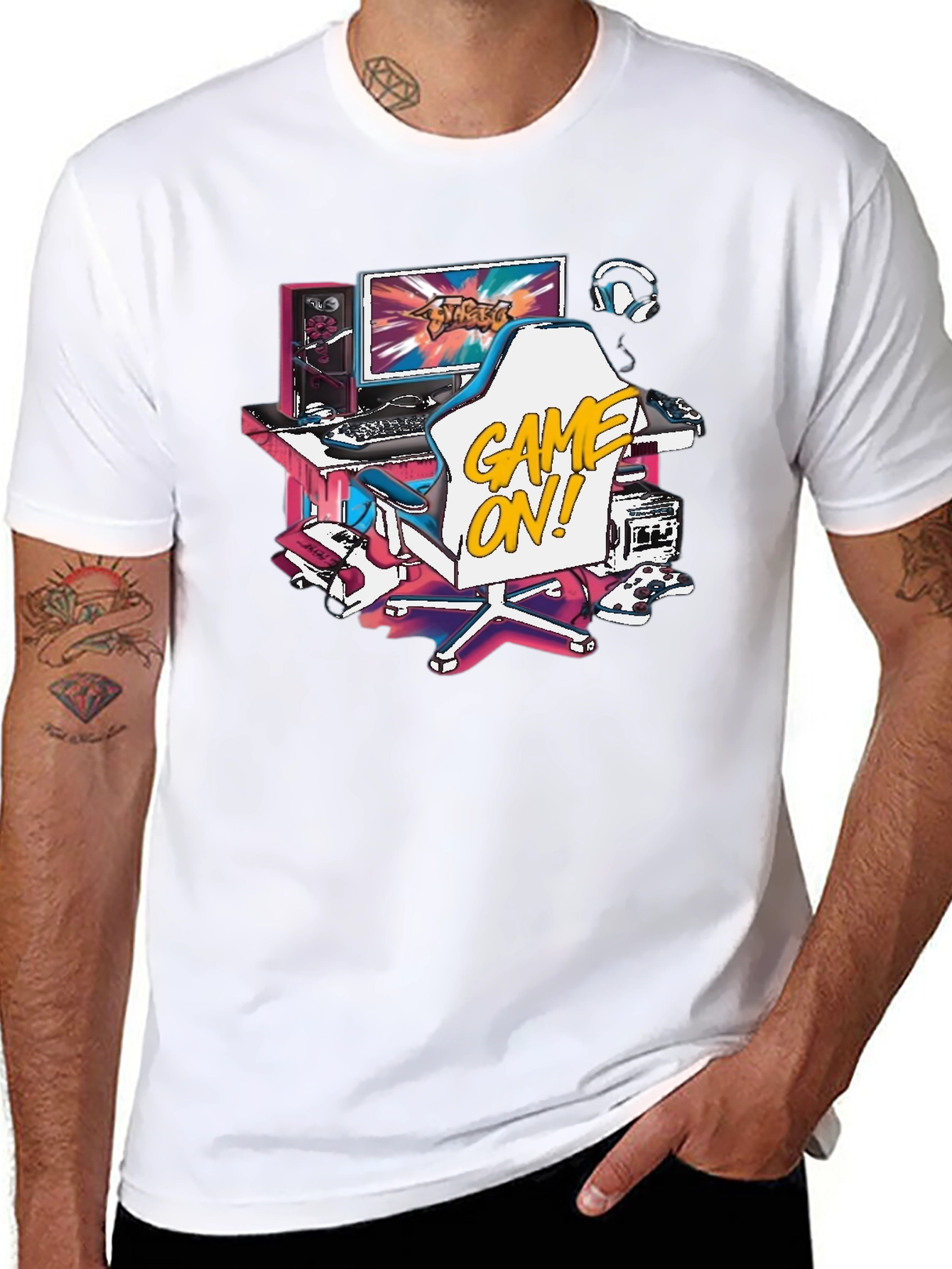 Game On! Graphic Tee - Black Cotton T-Shirt