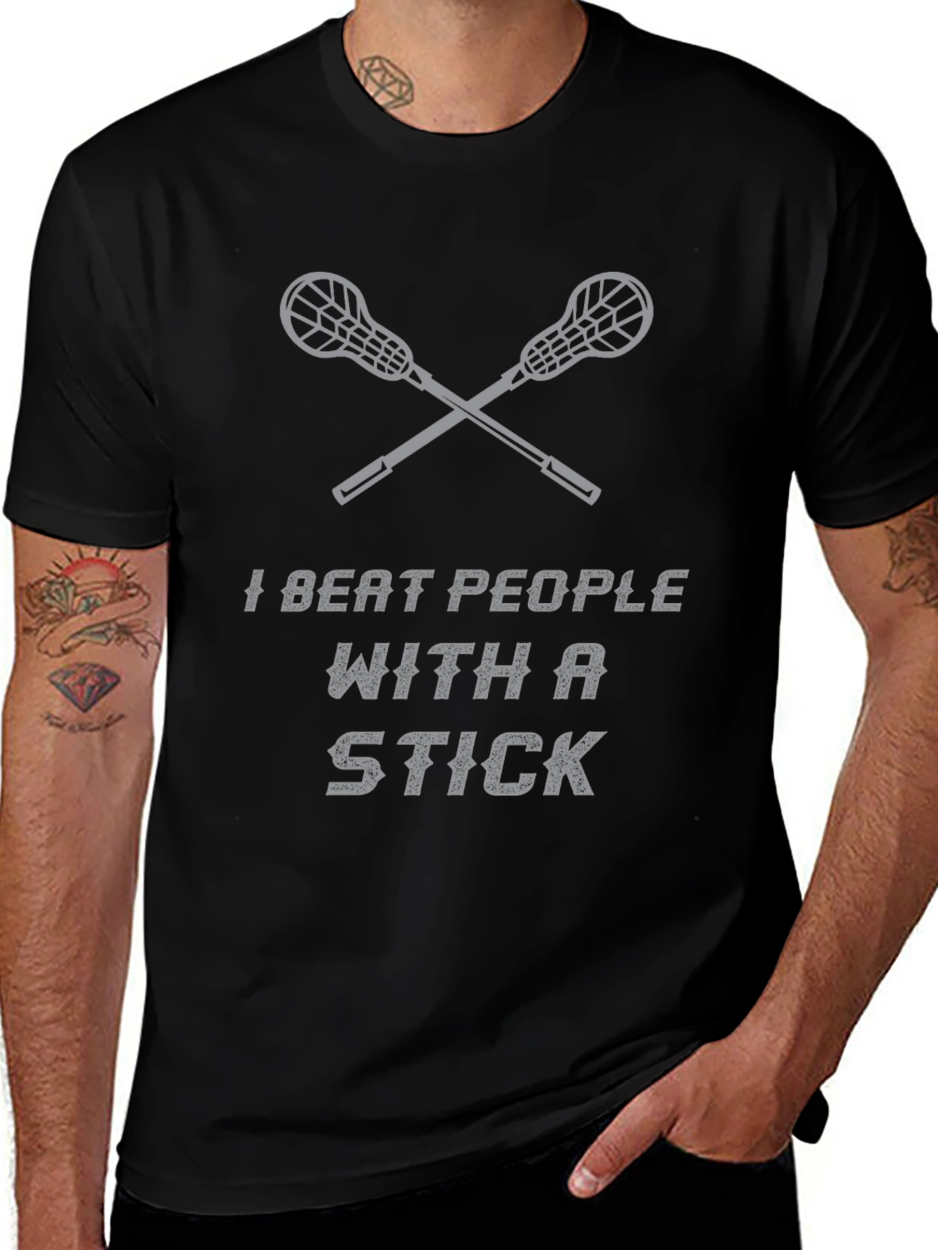 I Beat People With a Stick Lacrosse T-Shirt
