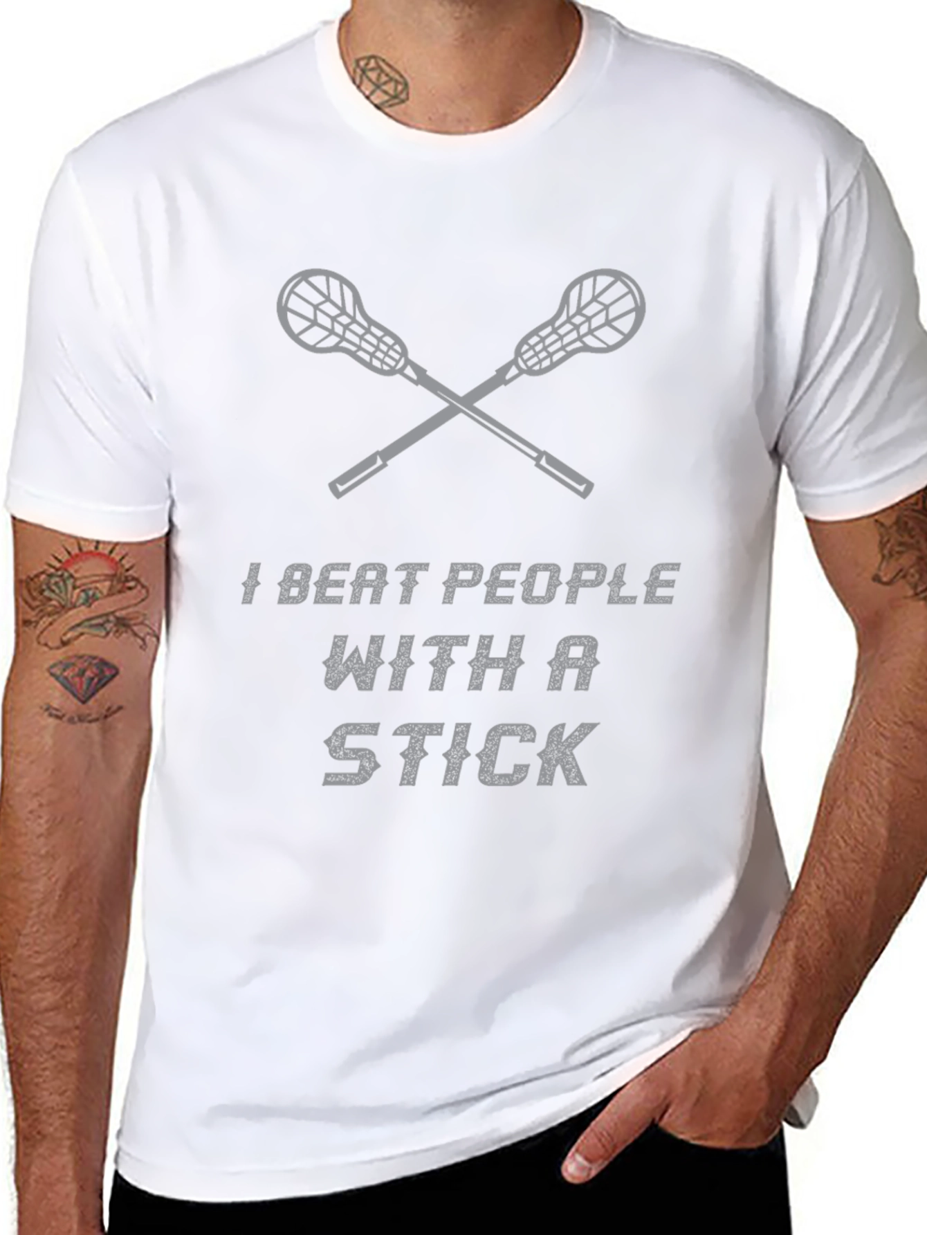 I Beat People With a Stick Lacrosse T-Shirt