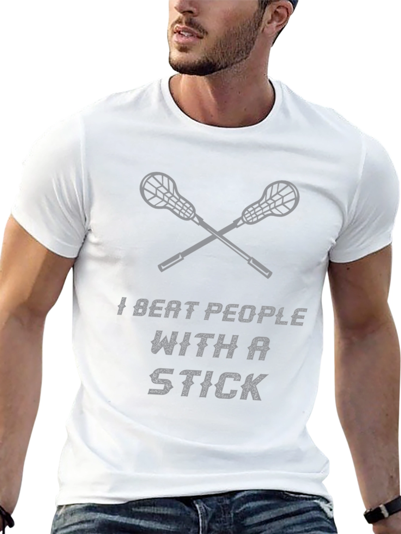 I Beat People With a Stick Lacrosse T-Shirt