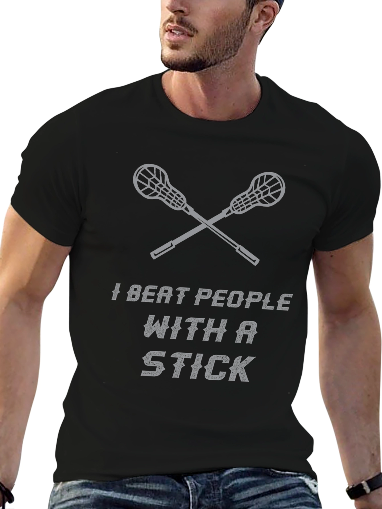 I Beat People With a Stick Lacrosse T-Shirt