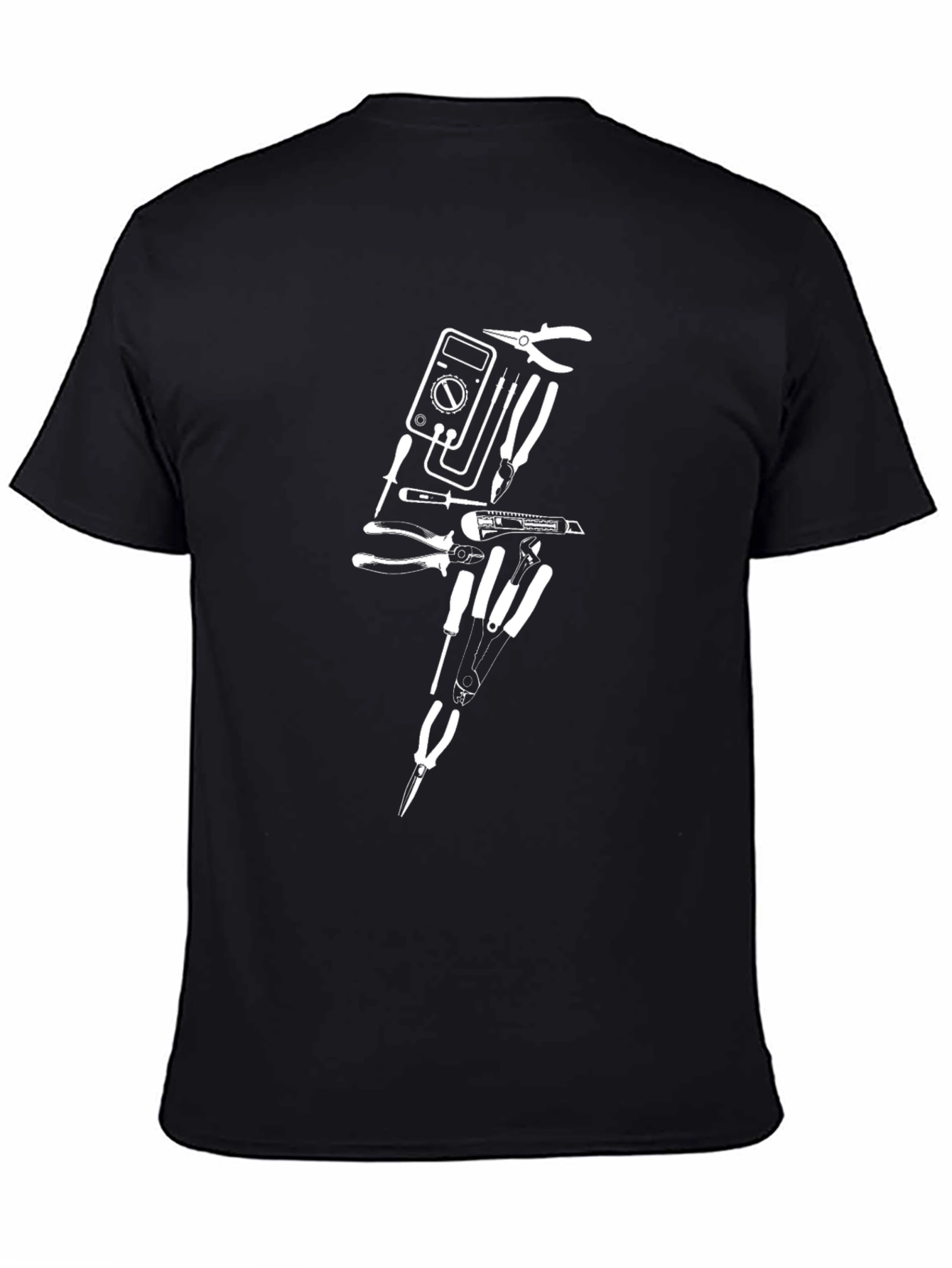 Electrician Tool Lightning Bolt Graphic Tee - Black