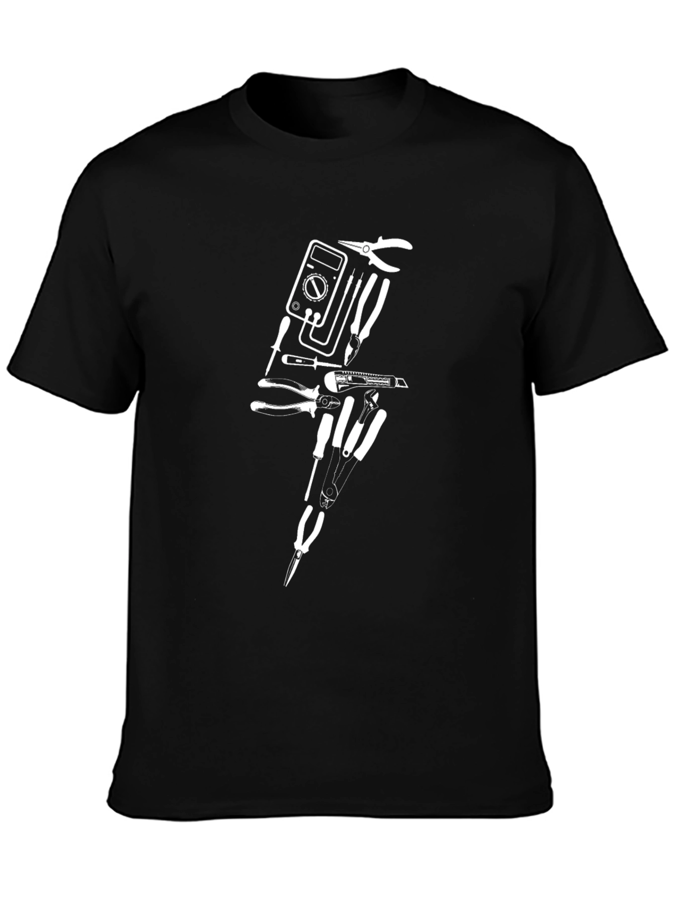 Electrician Tool Lightning Bolt Graphic Tee - Black