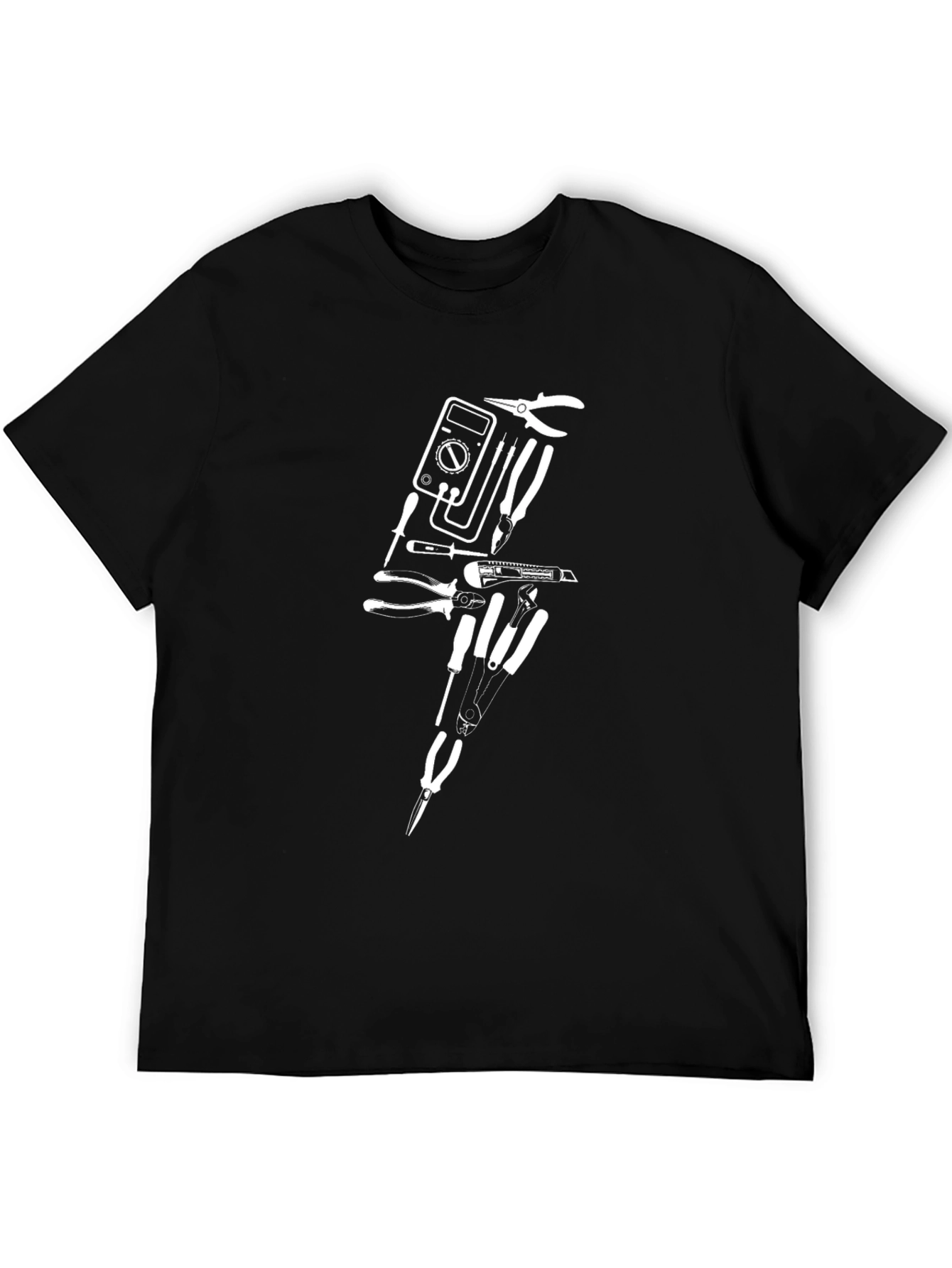 Electrician Tool Lightning Bolt Graphic Tee - Black