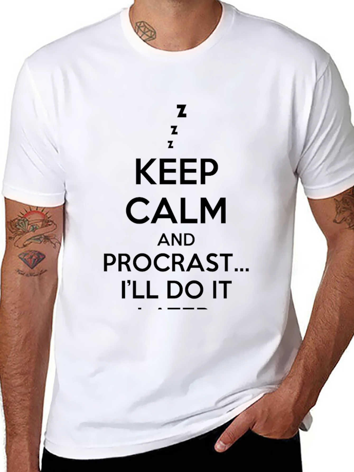Keep Calm Procrastinate Funny Black T-Shirt