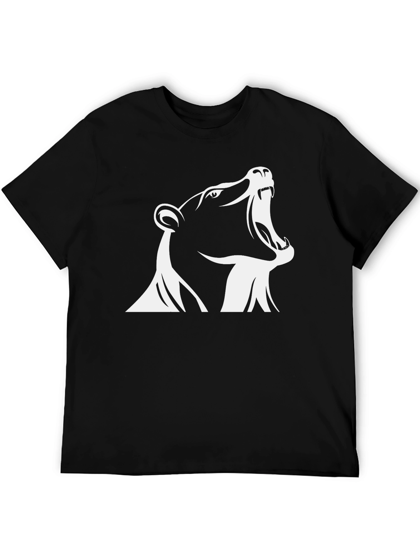 Roaring Bear Graphic Tee - Black Cotton T-Shirt