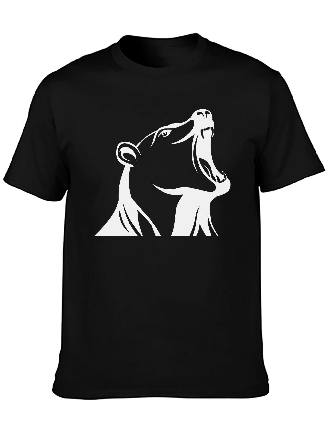 Roaring Bear Graphic Tee - Black Cotton T-Shirt