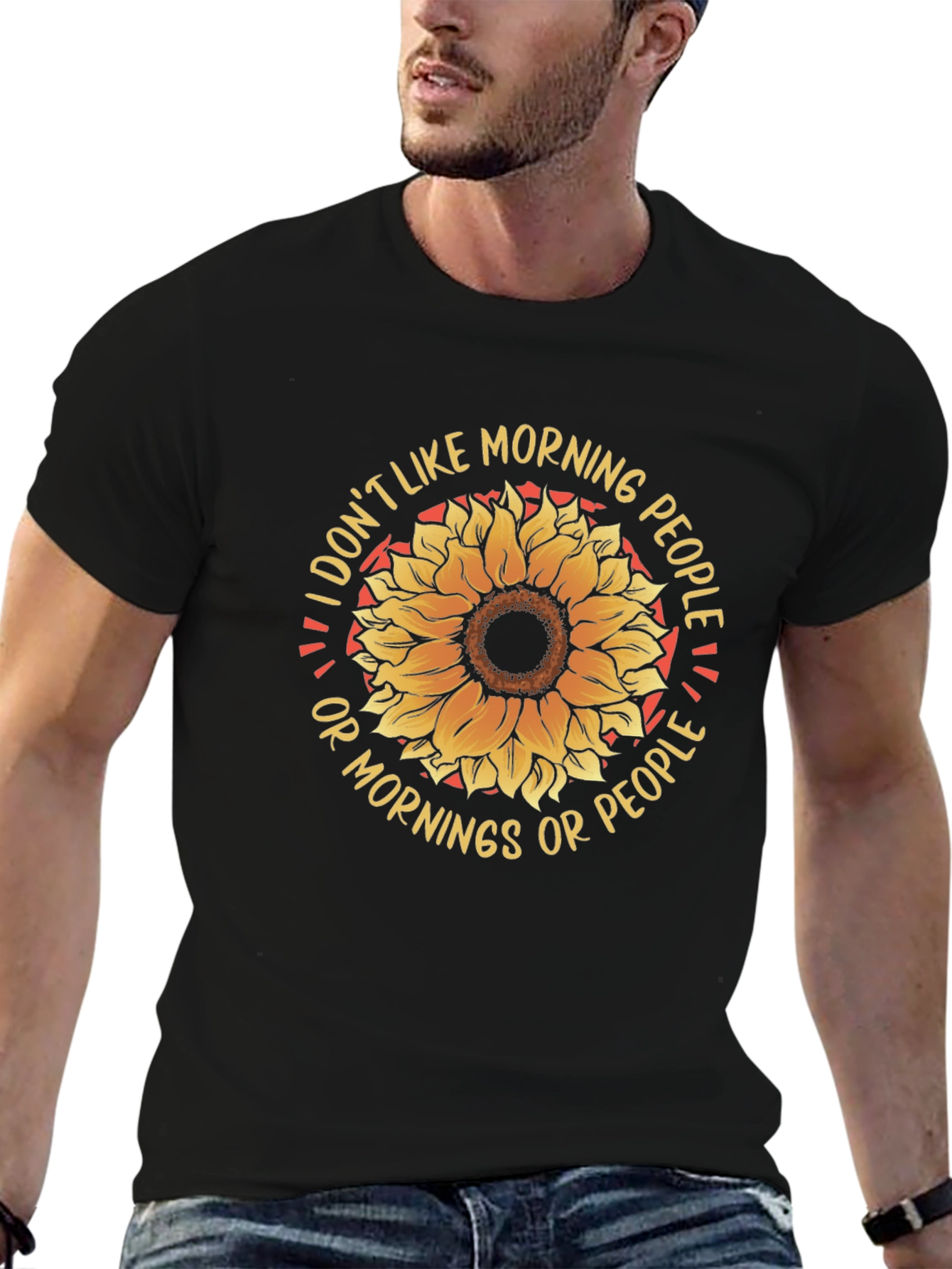 I Dont Like Morning People Sunflower Graphic Tee
