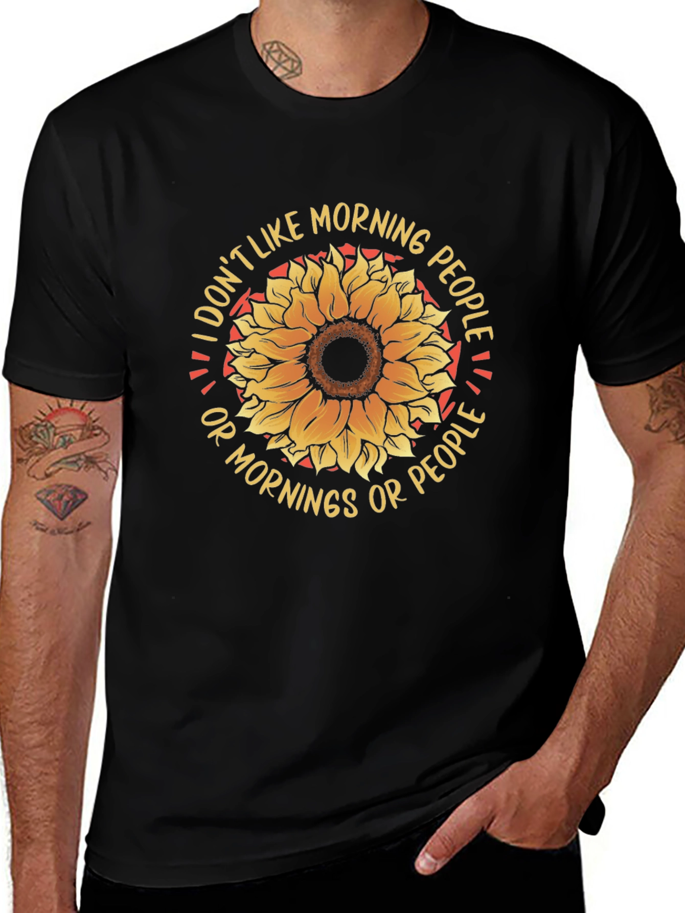 I Dont Like Morning People Sunflower Graphic Tee