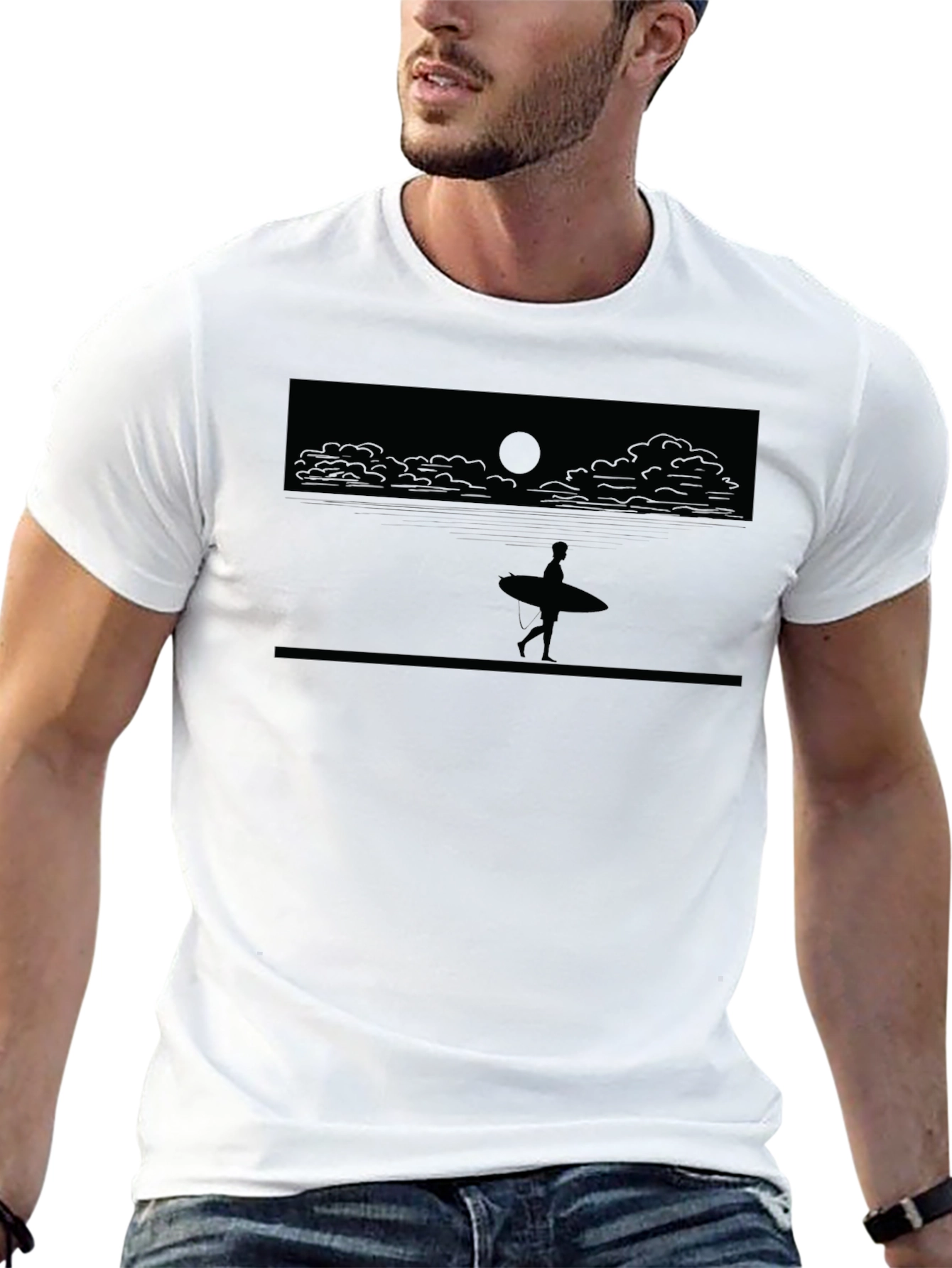 Surfer Silhouette Tee - Beach Style T-Shirt