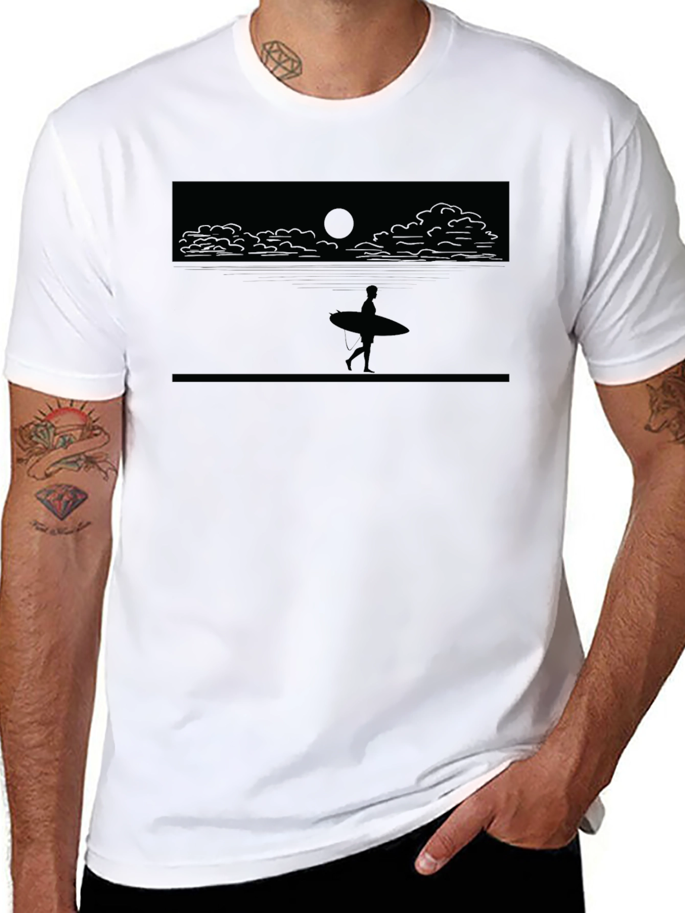 Surfer Silhouette Tee - Beach Style T-Shirt