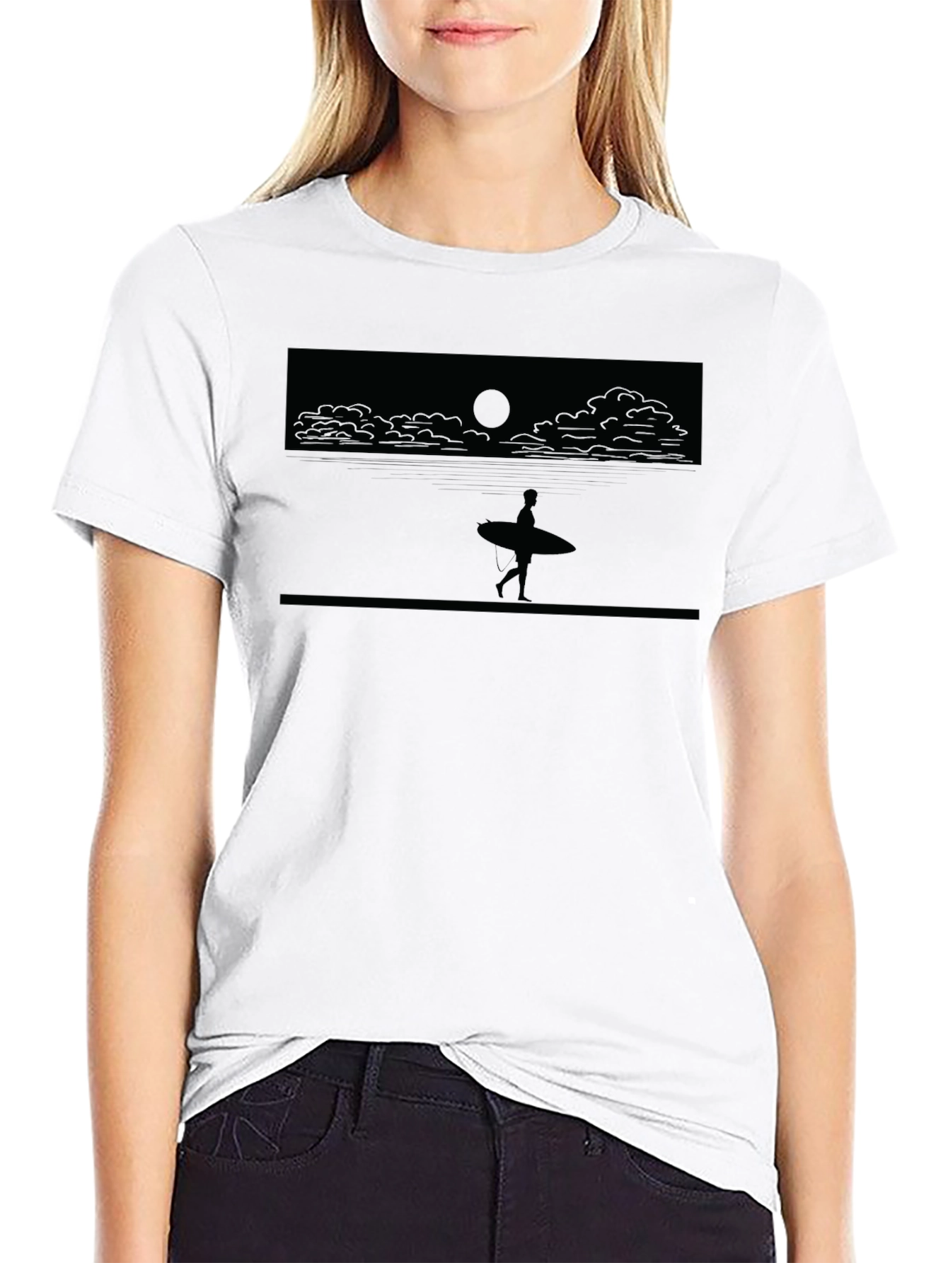 Surfer Silhouette Tee - Beach Style T-Shirt