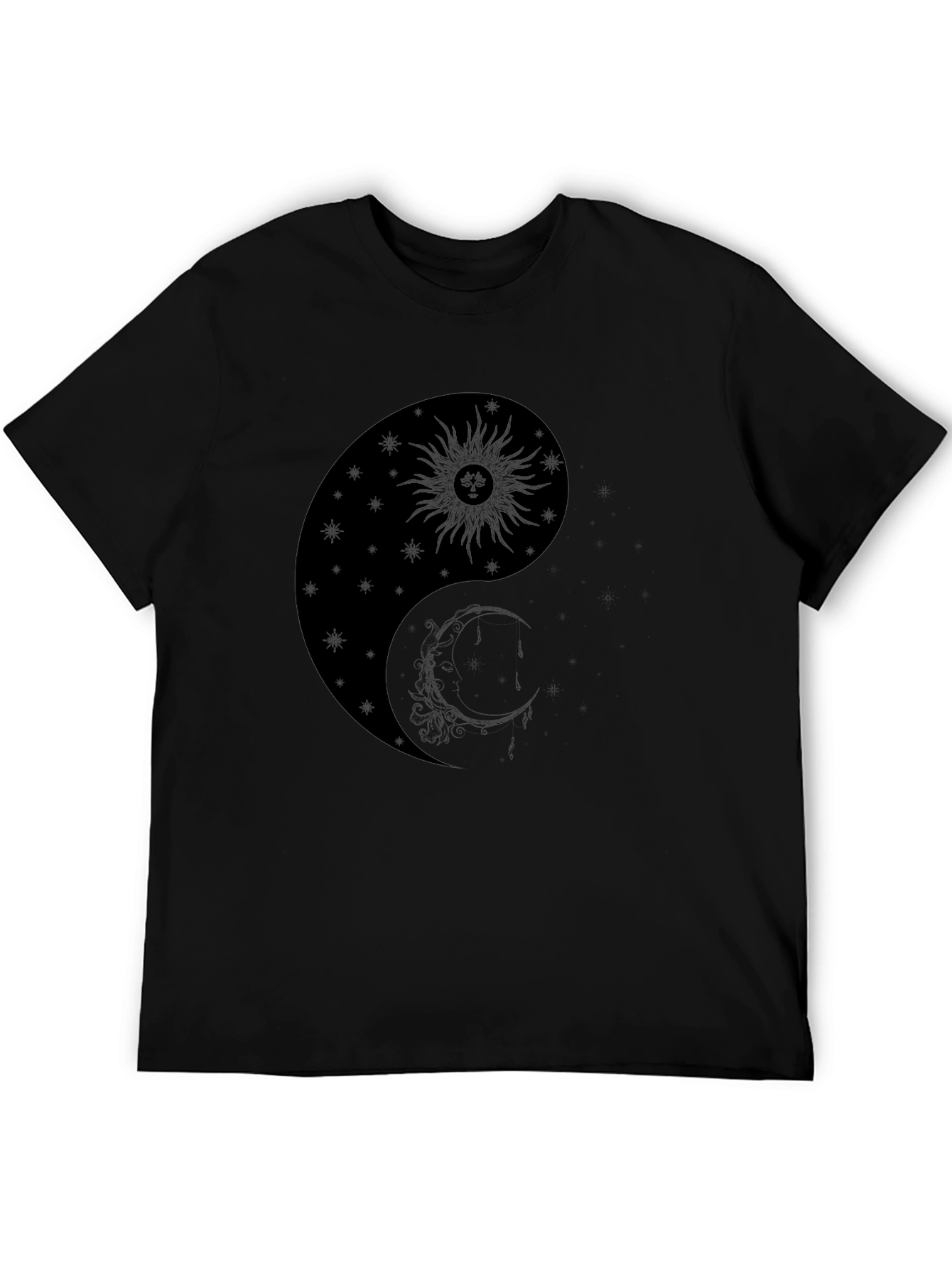 Yin Yang Sun & Moon Graphic T-Shirt - Black