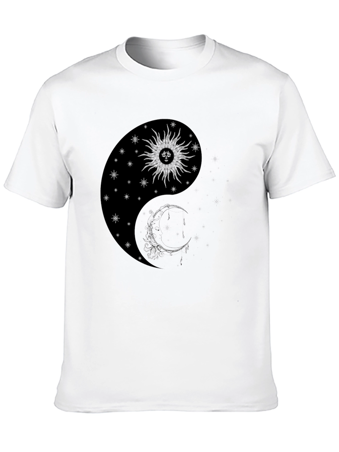 Yin Yang Sun & Moon Graphic T-Shirt - Black