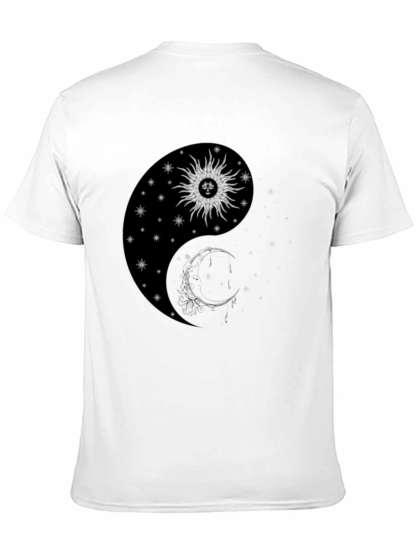 Yin Yang Sun & Moon Graphic T-Shirt - Black