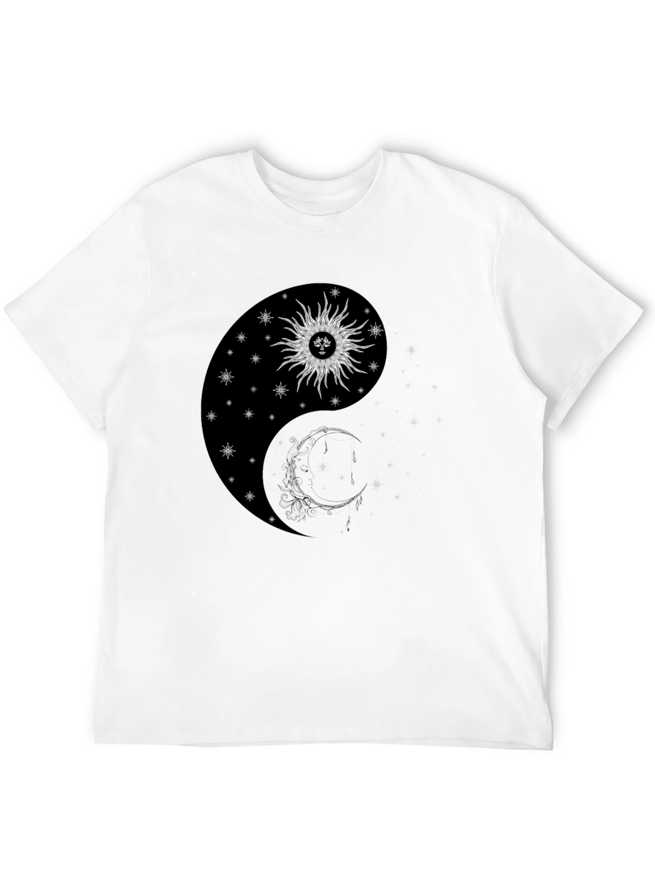 Yin Yang Sun & Moon Graphic T-Shirt - Black