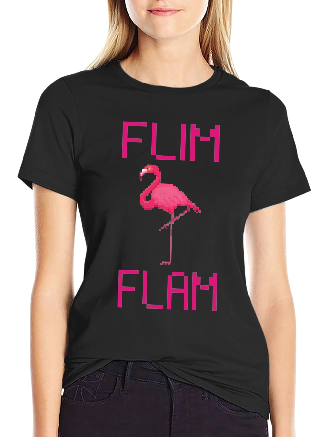 Pixel Flamingo T-Shirt - Flim Flam Fun!