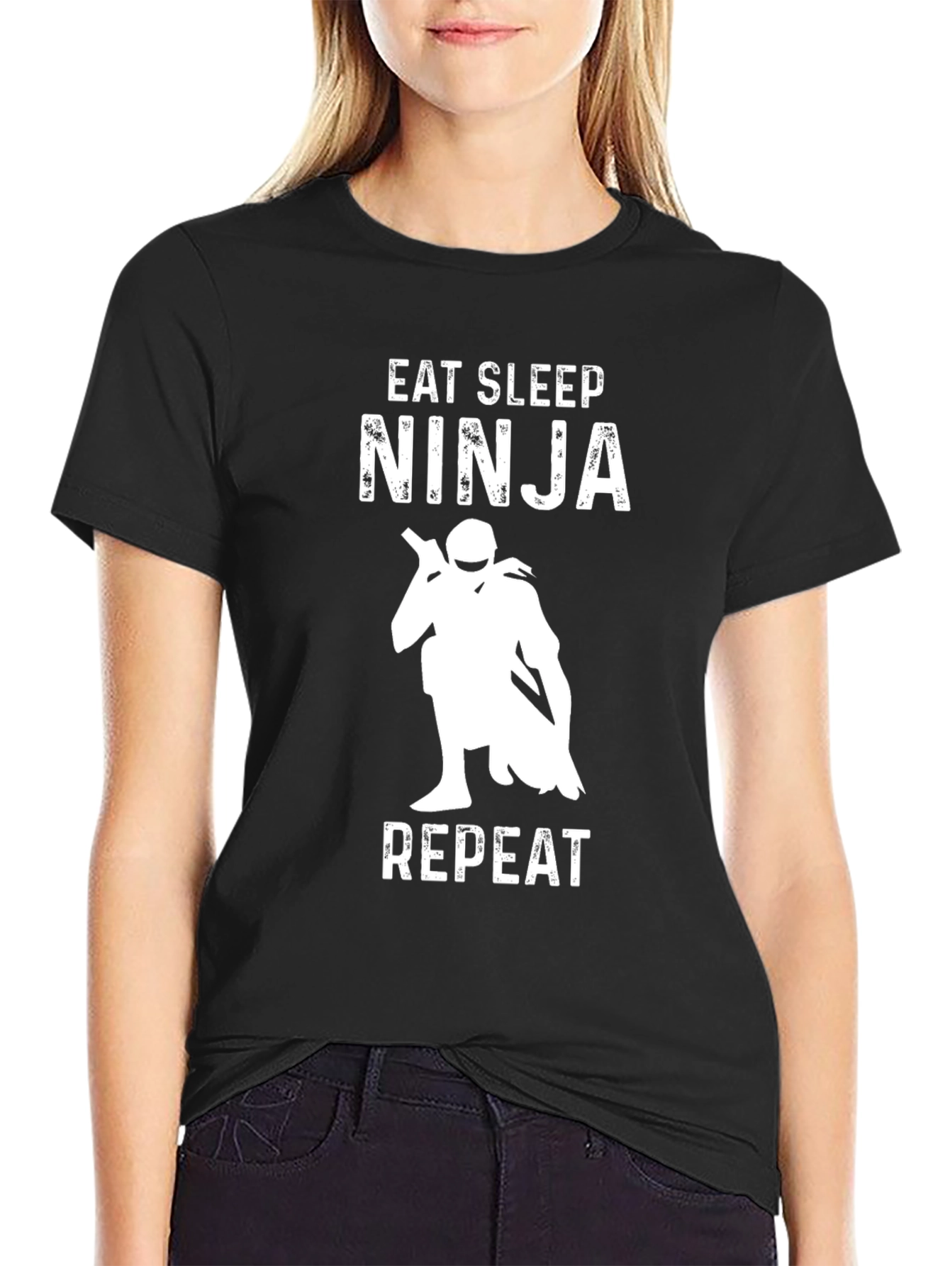 Eat Sleep Ninja Repeat Black T-Shirt