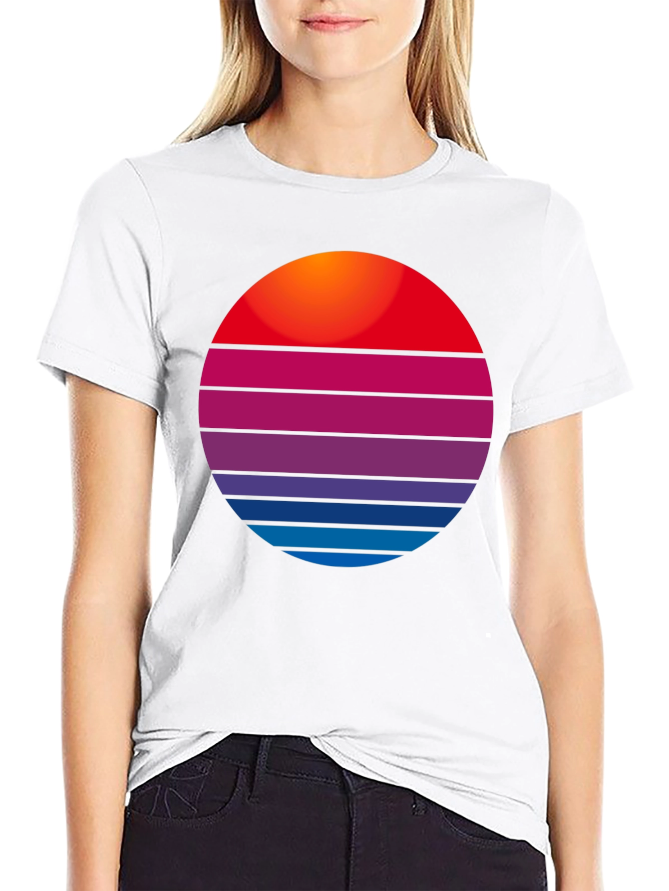 Retro Sunset Graphic Tee - Stylish Cotton Blend Shirt