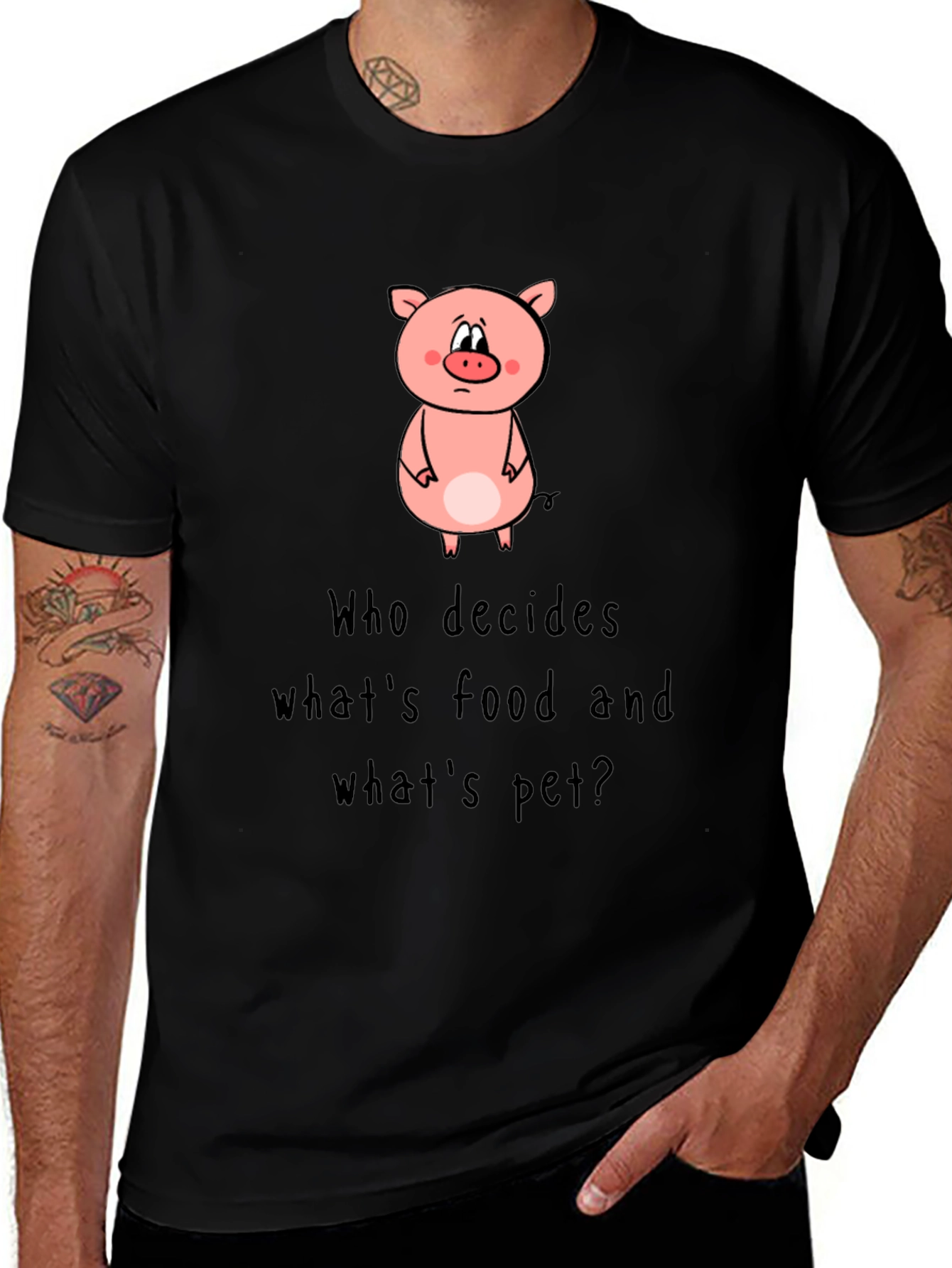 Pig Food or Pet Black Graphic Tee