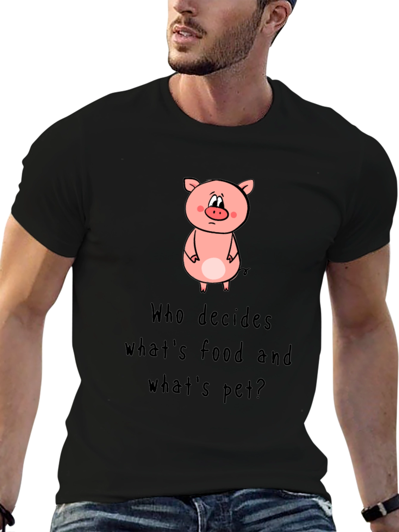 Pig Food or Pet Black Graphic Tee