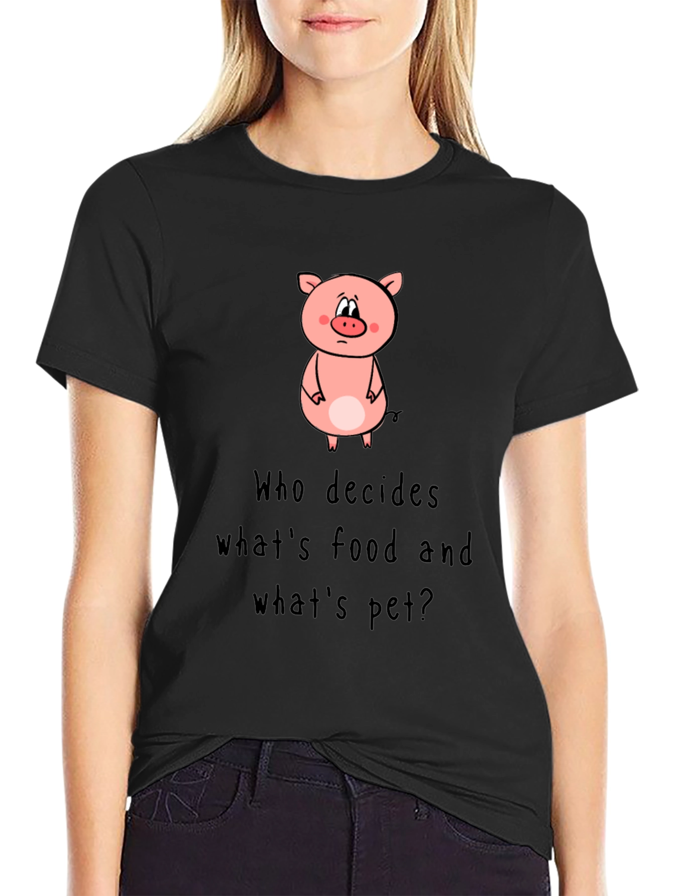 Pig Food or Pet Black Graphic Tee