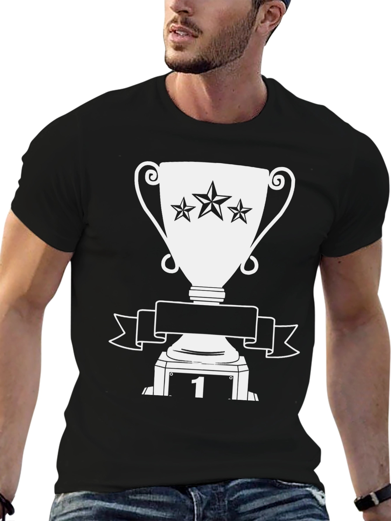 Winners Tee: Black T-Shirt with Trophy Graphic