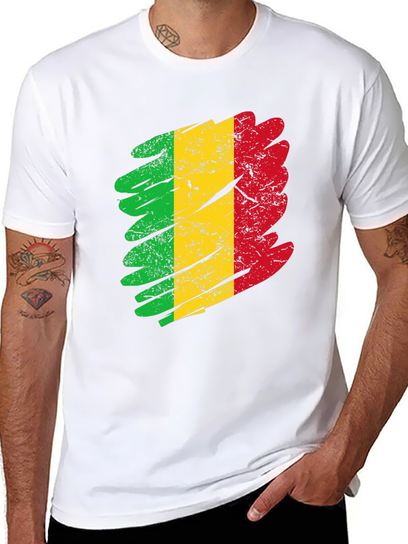 Mali Flag Grunge T-Shirt - Black Cotton Tee
