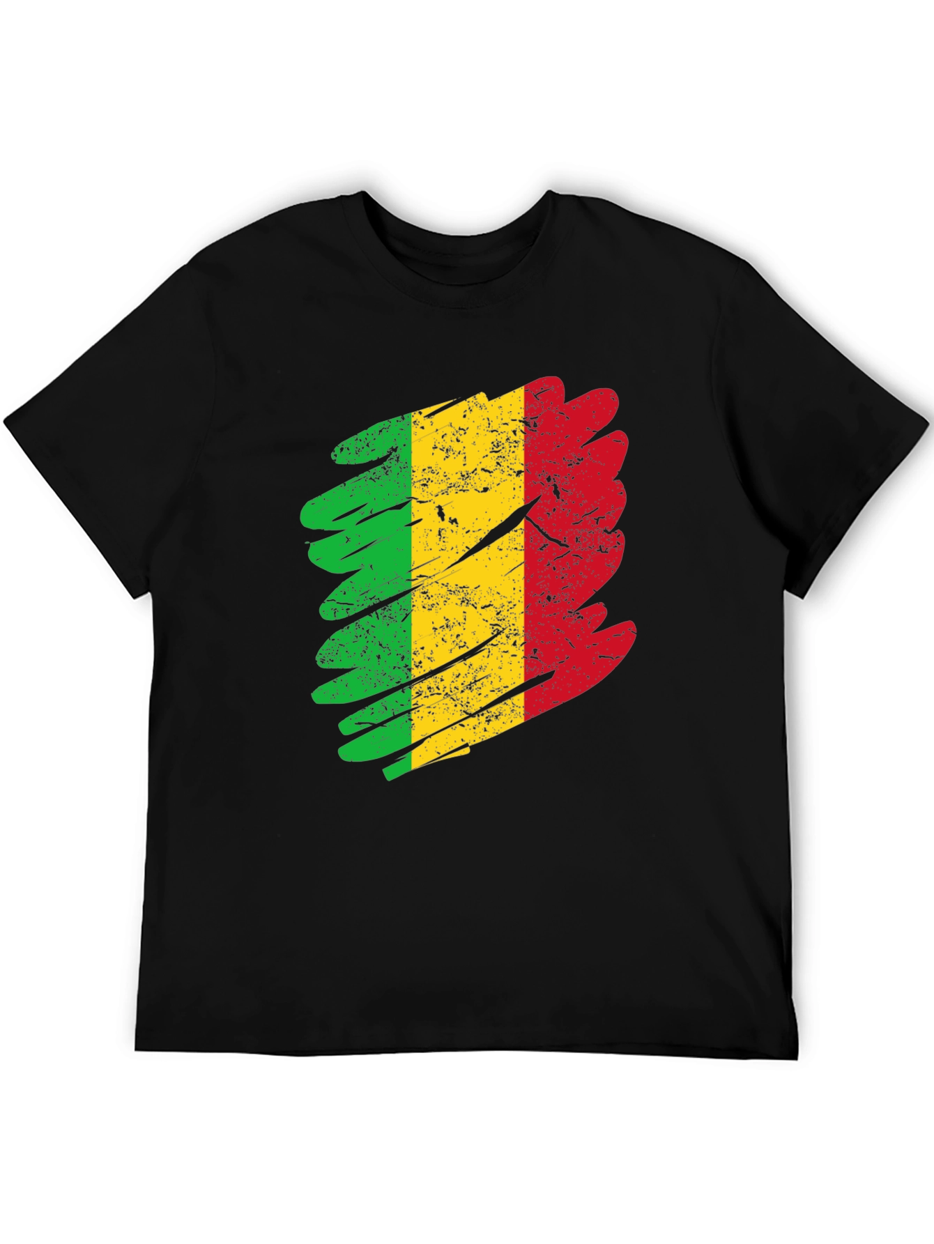 Mali Flag Grunge T-Shirt - Black Cotton Tee