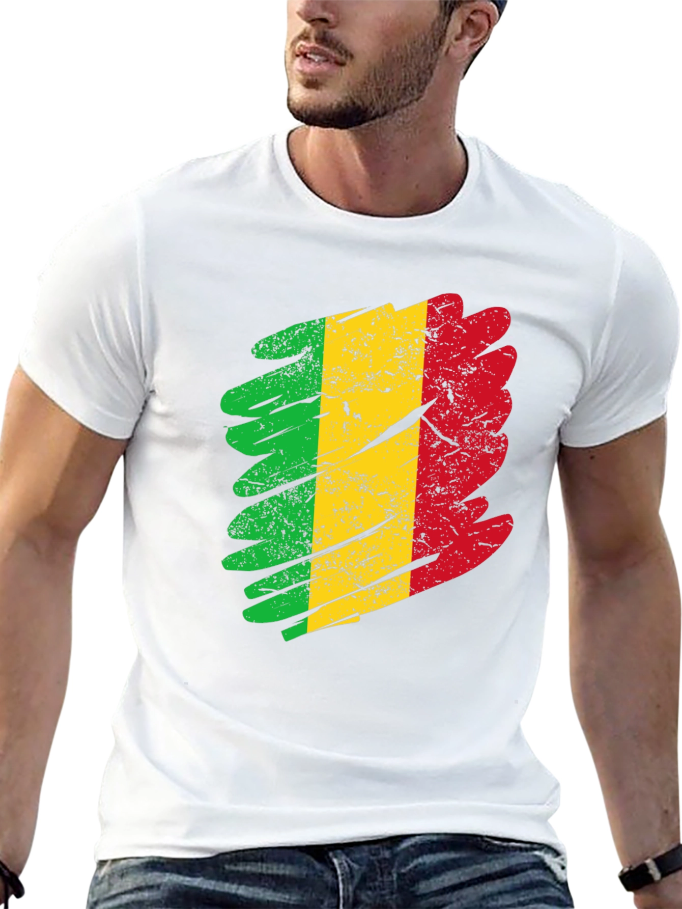Mali Flag Grunge T-Shirt - Black Cotton Tee