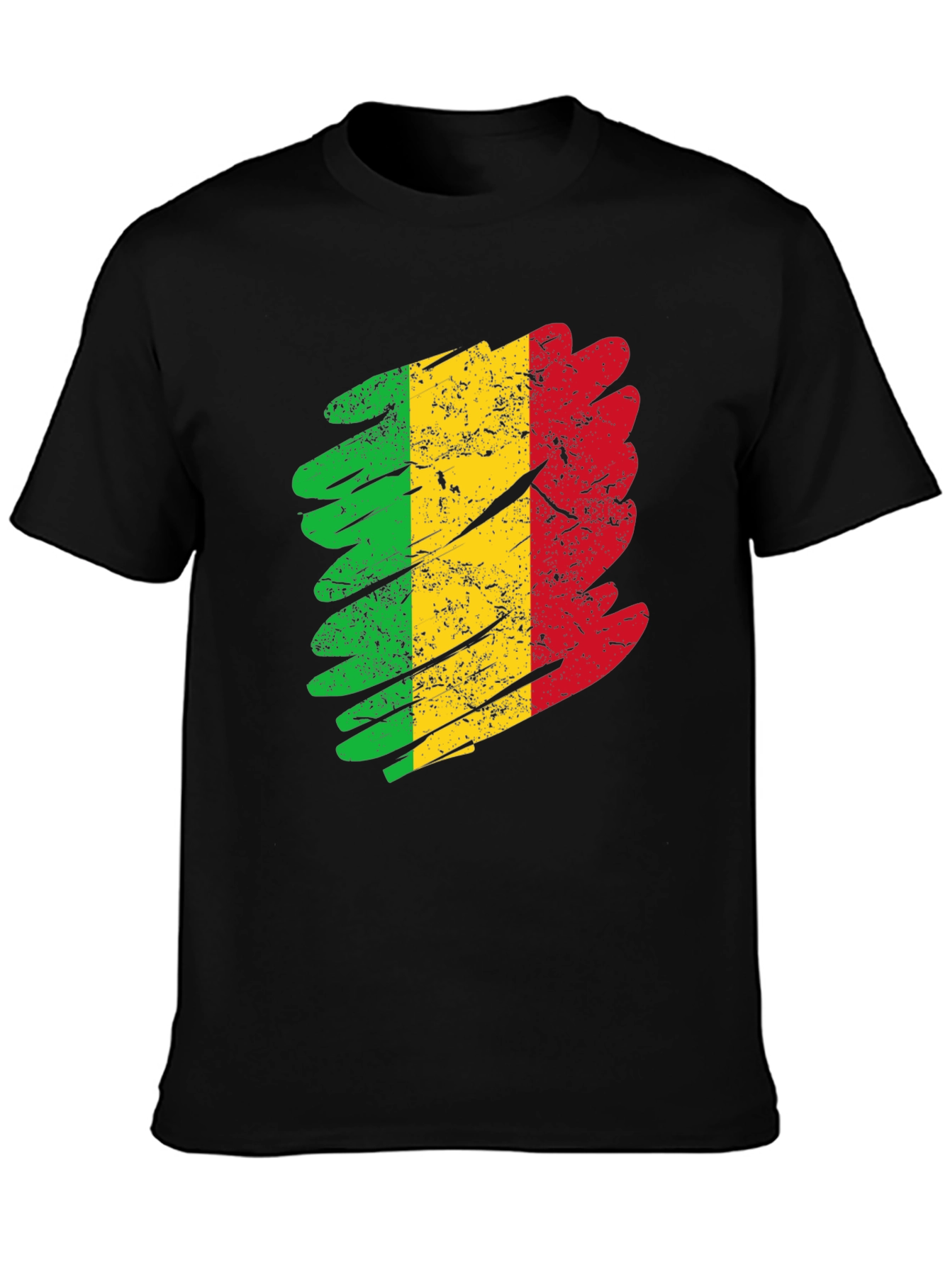 Mali Flag Grunge T-Shirt - Black Cotton Tee