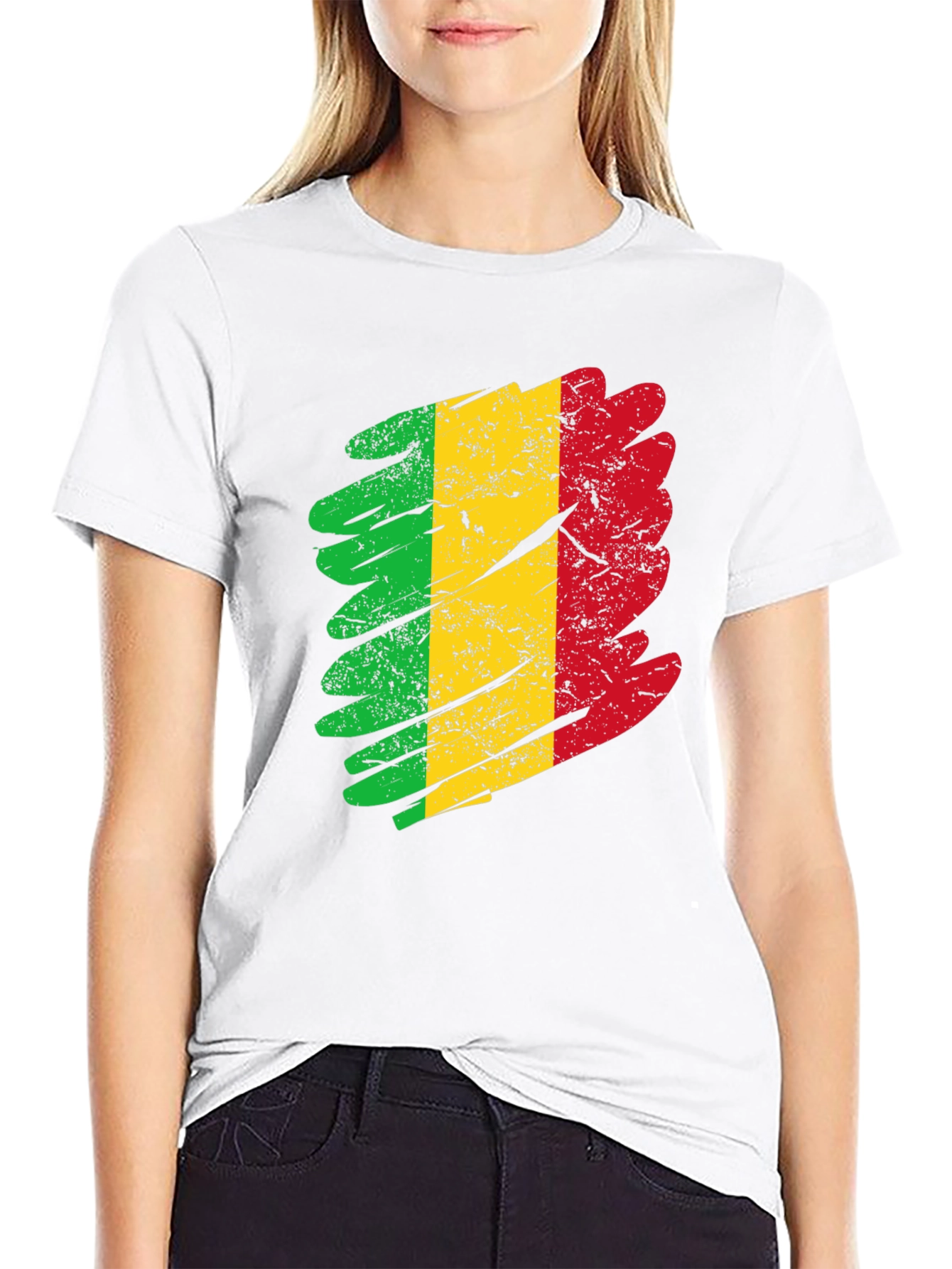 Mali Flag Grunge T-Shirt - Black Cotton Tee