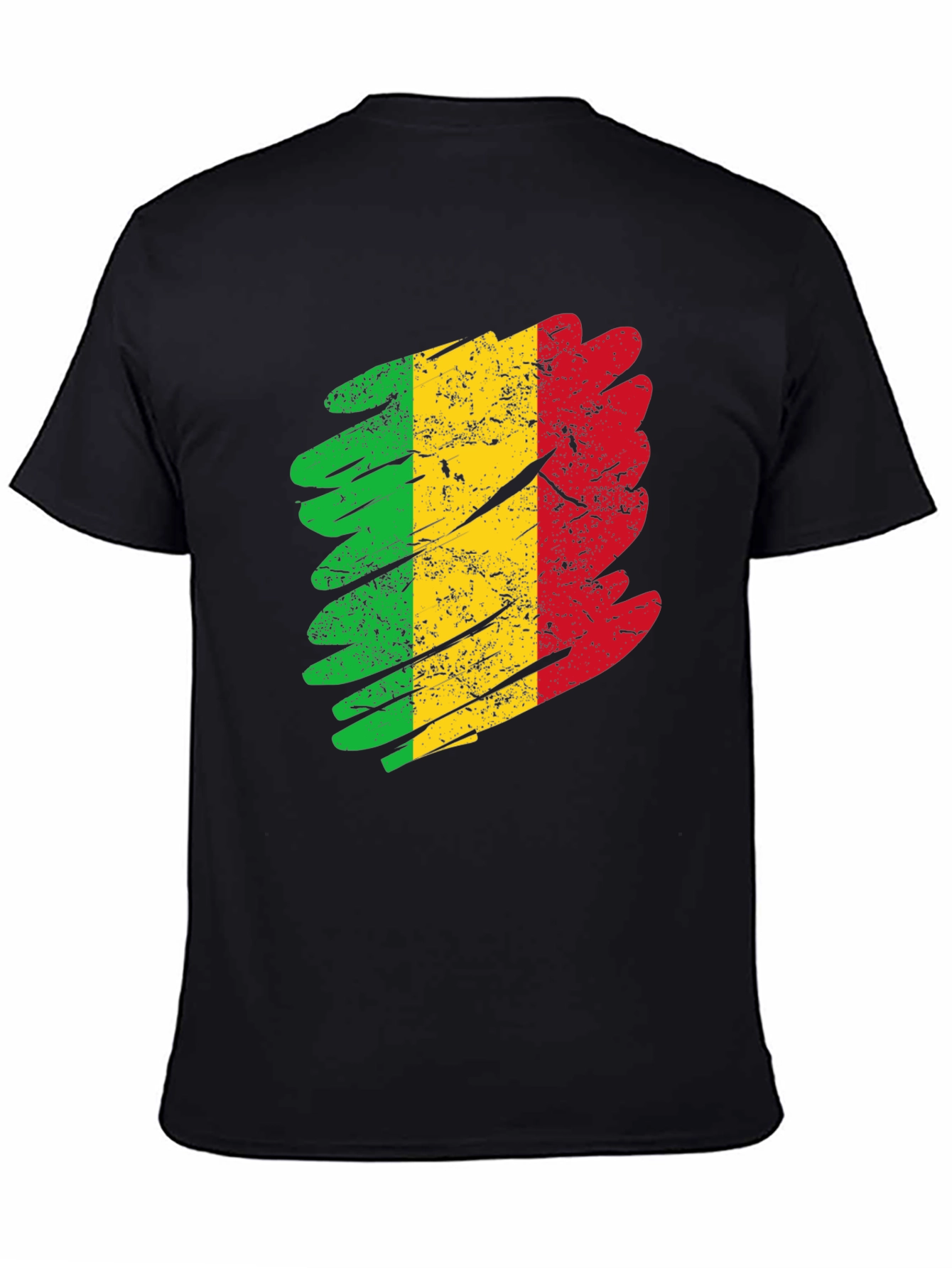 Mali Flag Grunge T-Shirt - Black Cotton Tee