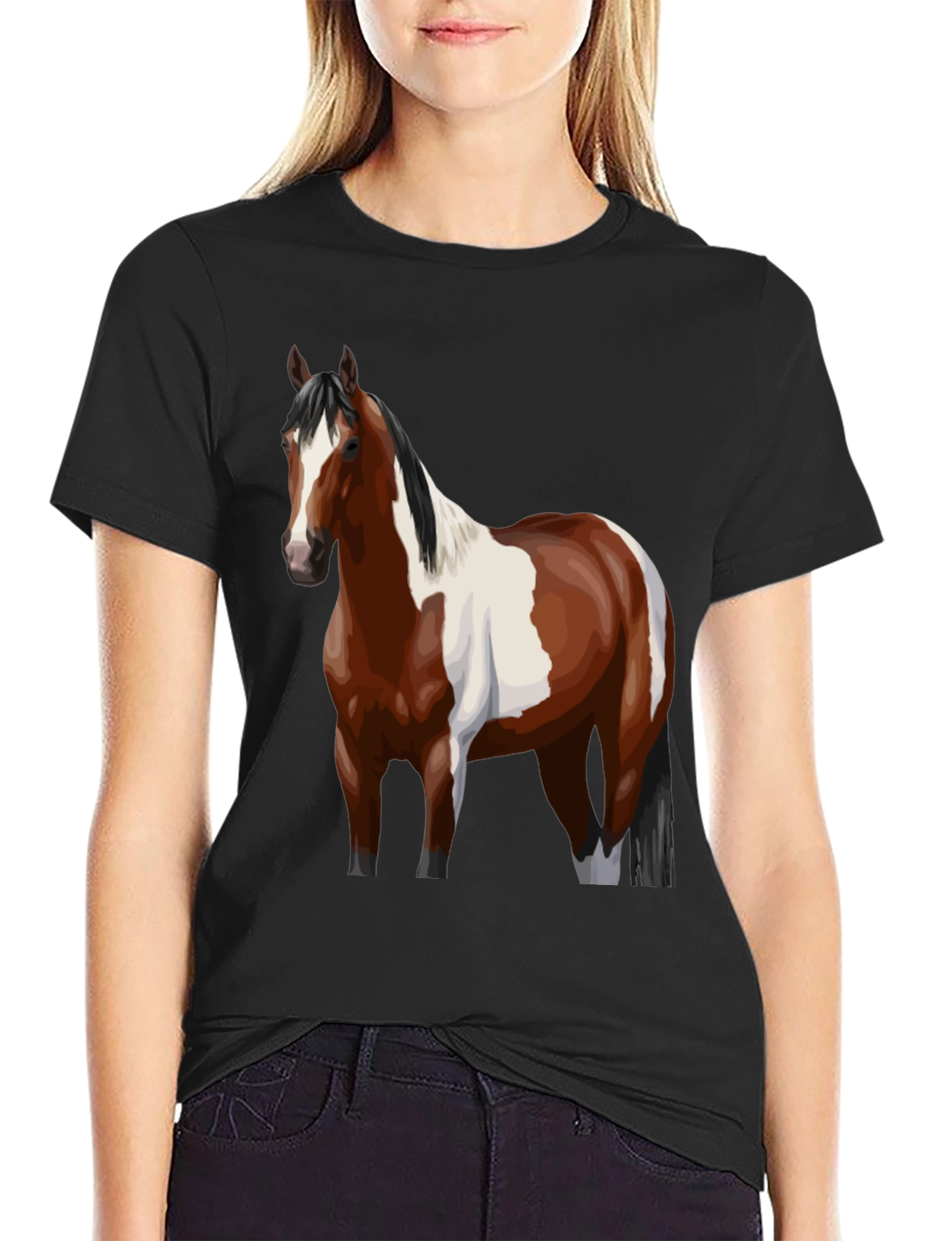 Horse Graphic Tee - Black Cotton Blend