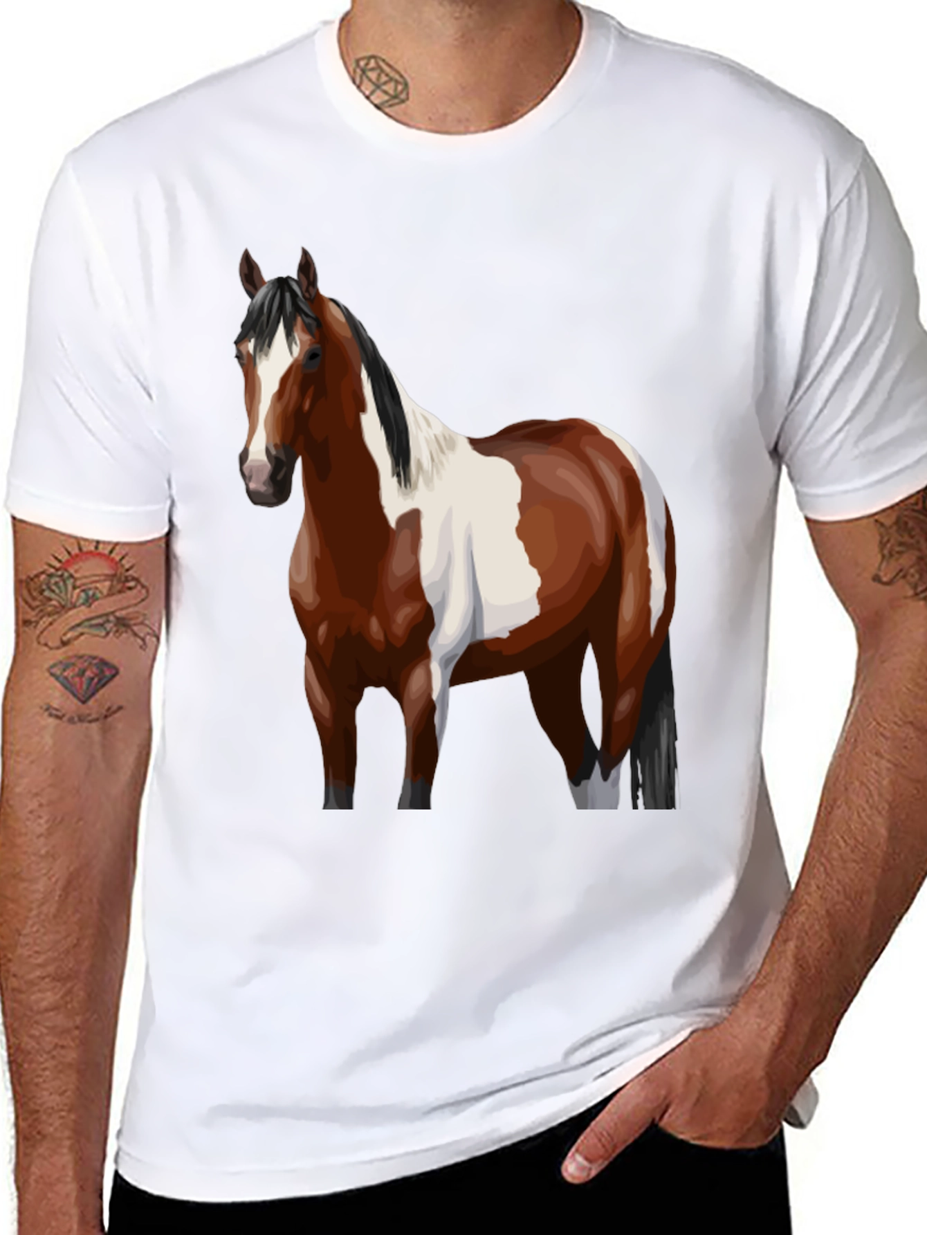 Horse Graphic Tee - Black Cotton Blend