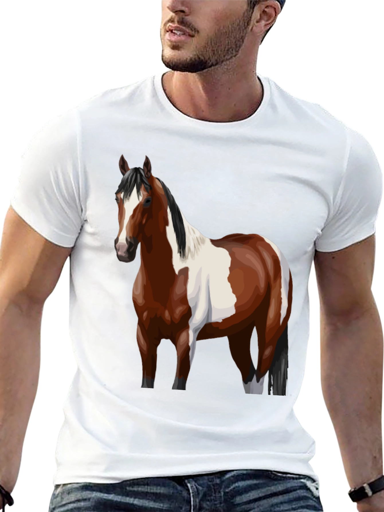 Horse Graphic Tee - Black Cotton Blend